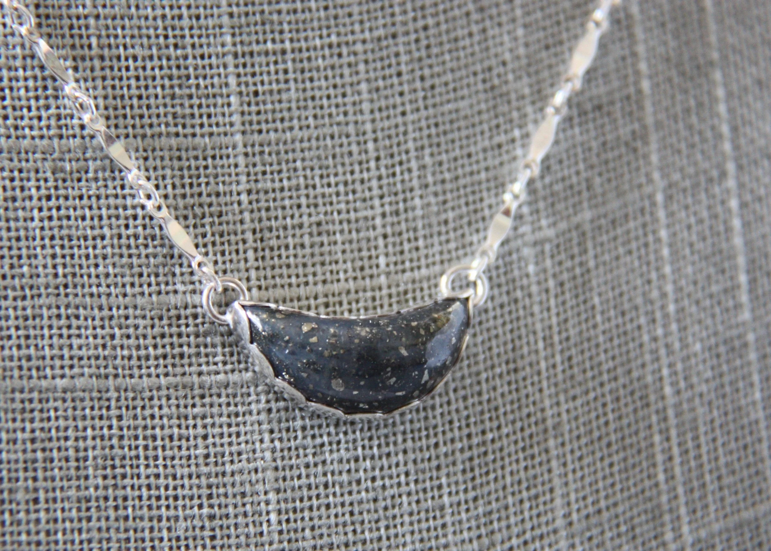 Pyrite Crescent Necklace