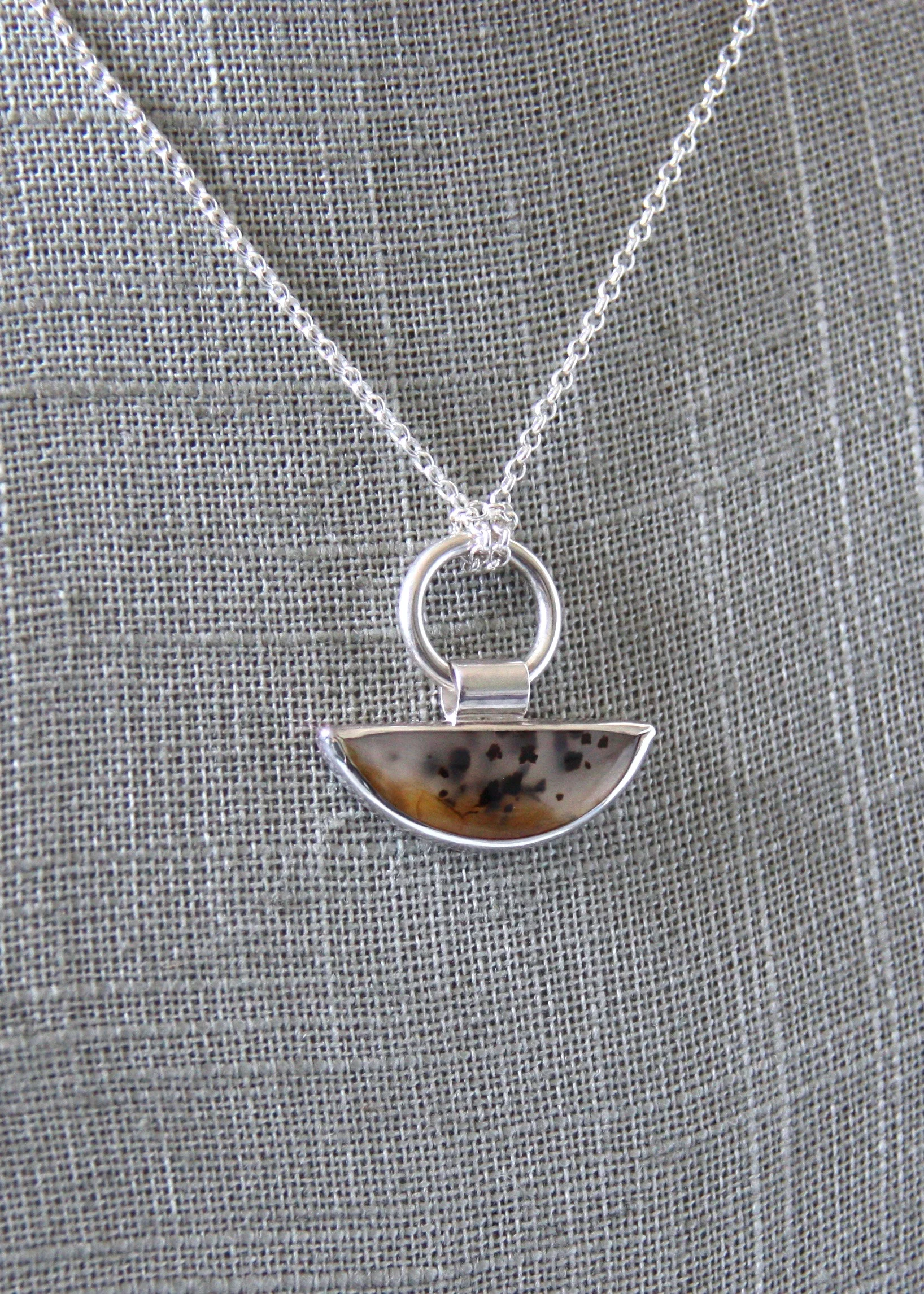 Montana Agate Half-moon Pendant Necklace