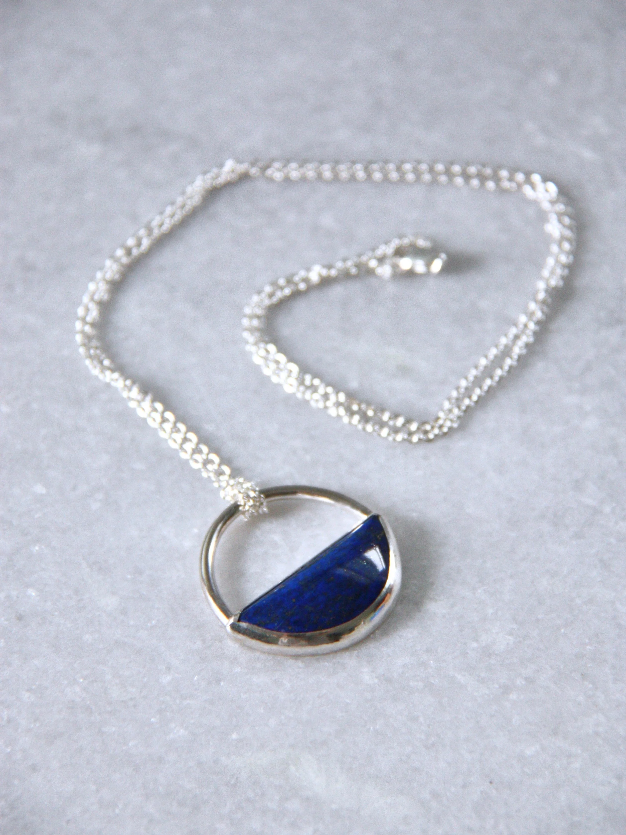 Lapis Full-Circle Pendant Necklace