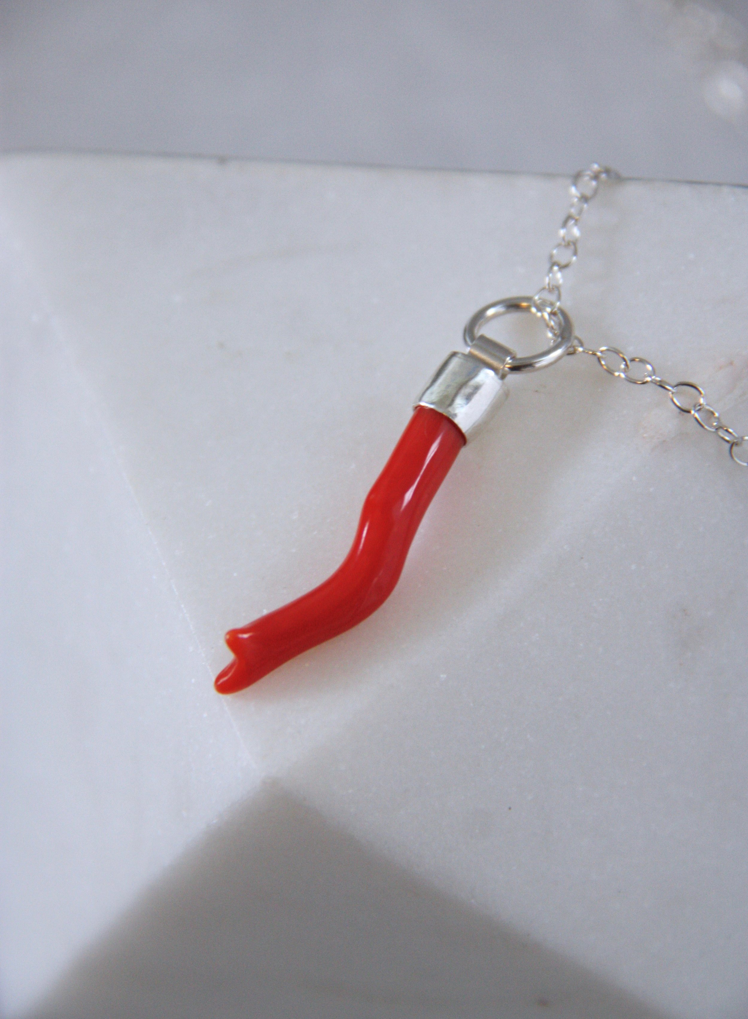 Coral Drop Pendant Necklace