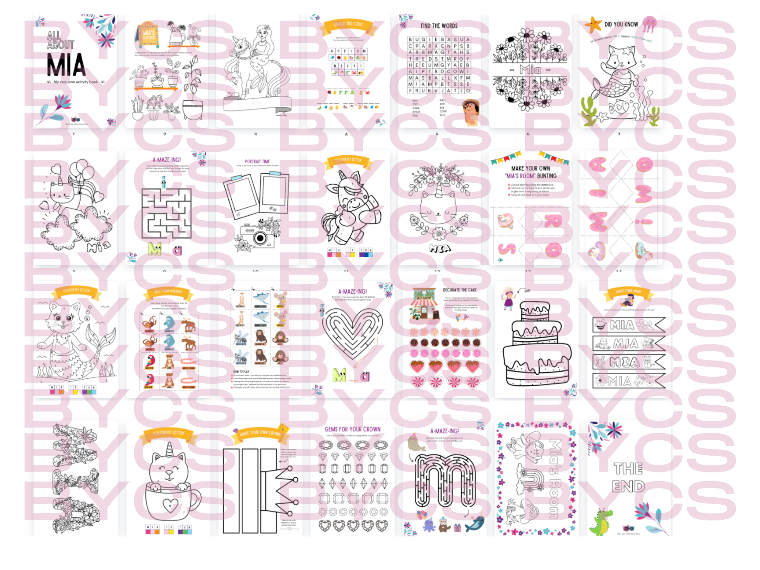 puzzle and colouring bundle pages