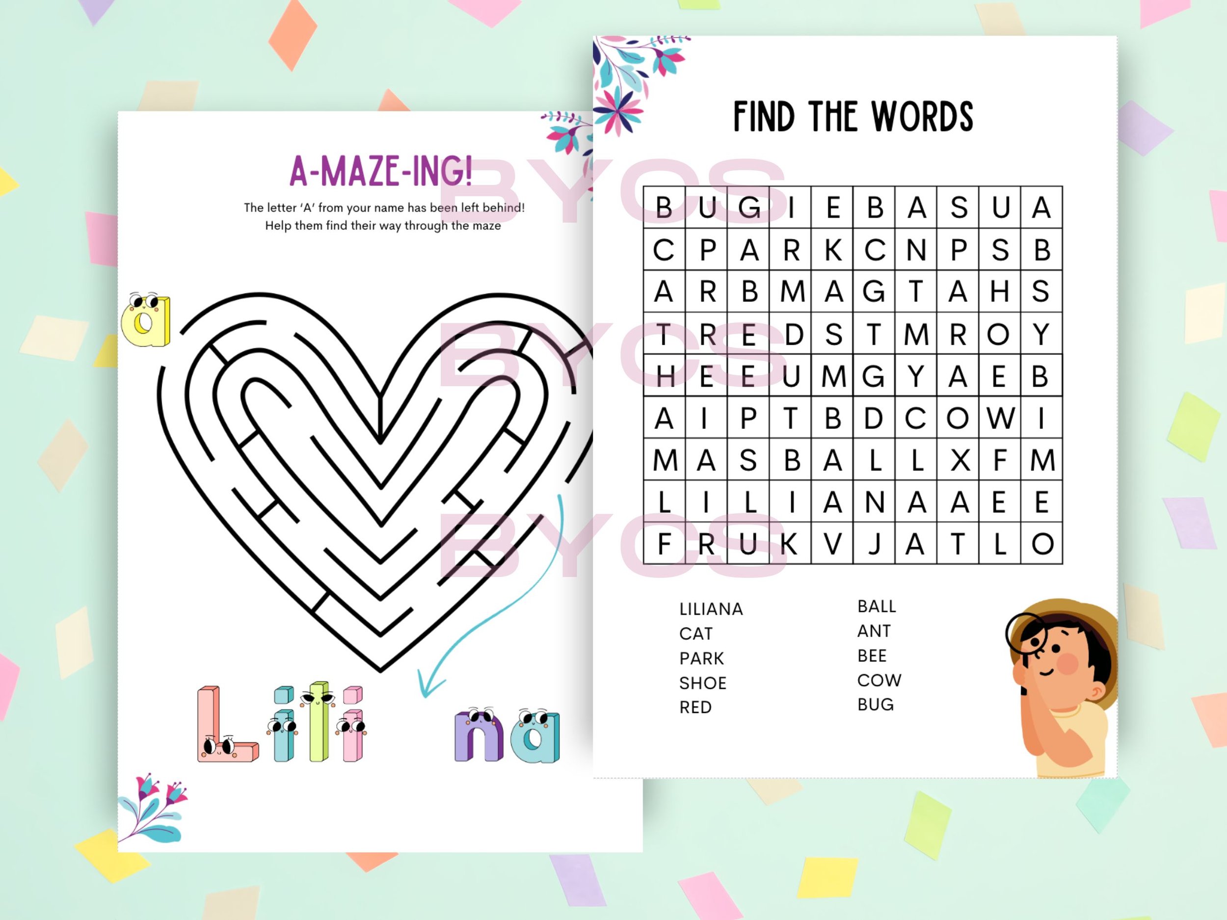 activity pages for the name liliana