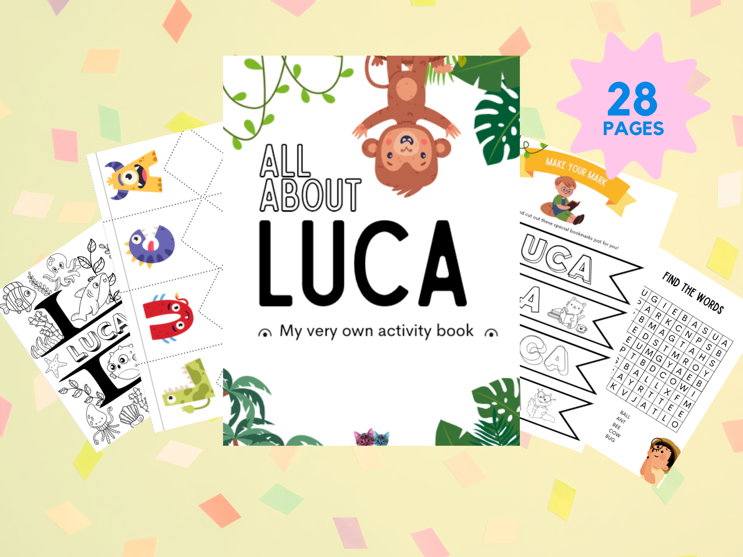 digital activity book for child named luca