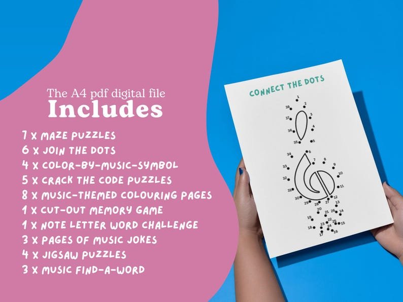 Puzzle Muzyk Music Puzzle Pack: 45 Page Printable PDF instant dowload 🟢 Vol 1