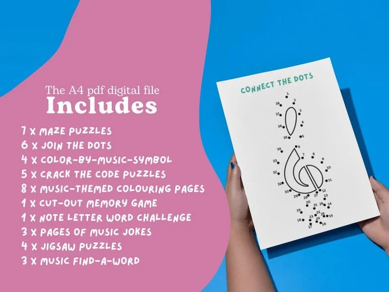 Music Puzzle Pack: 45 Page Printable PDF instant dowload 🟢 Vol 1