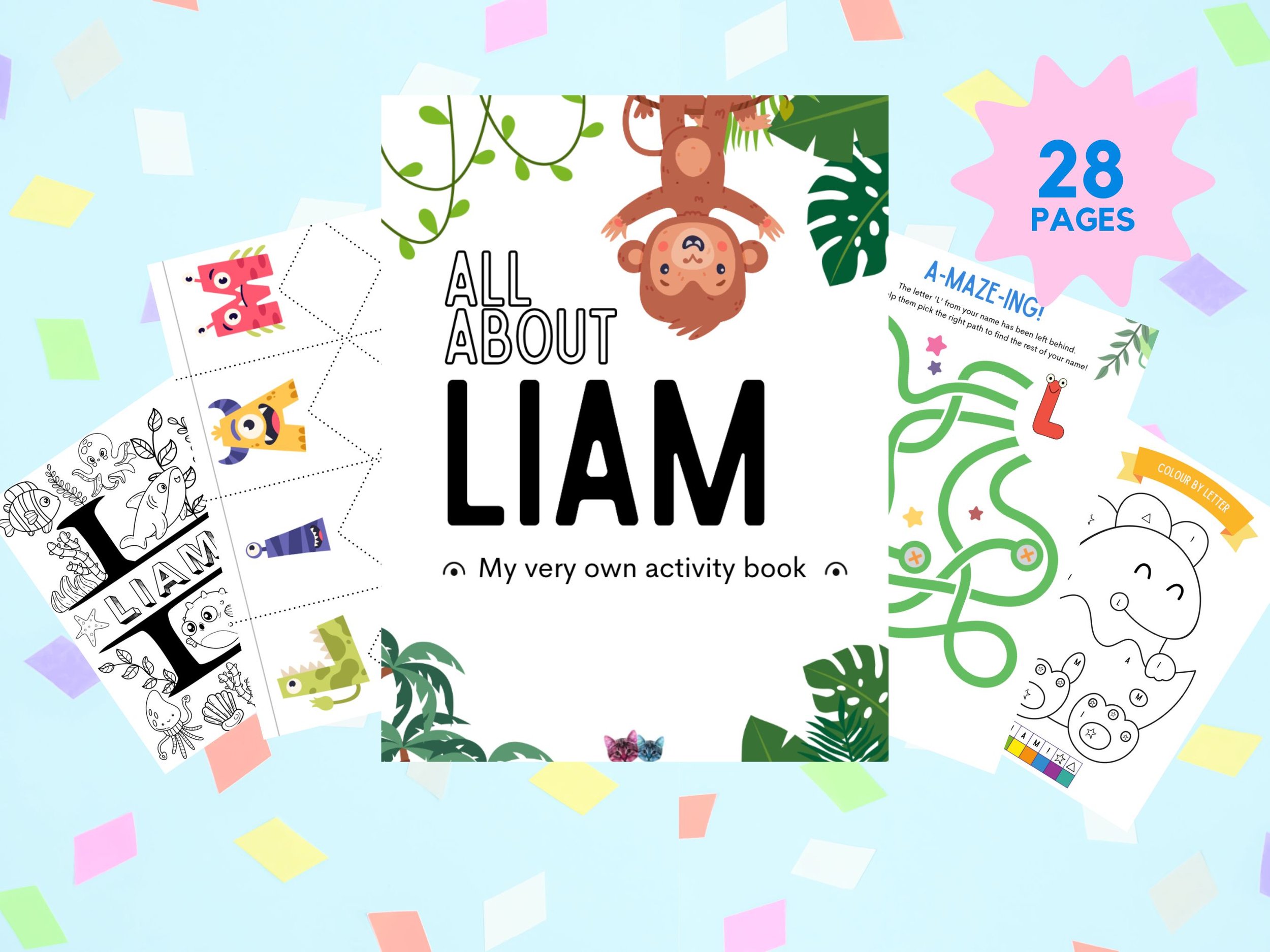 activity book for child named liam