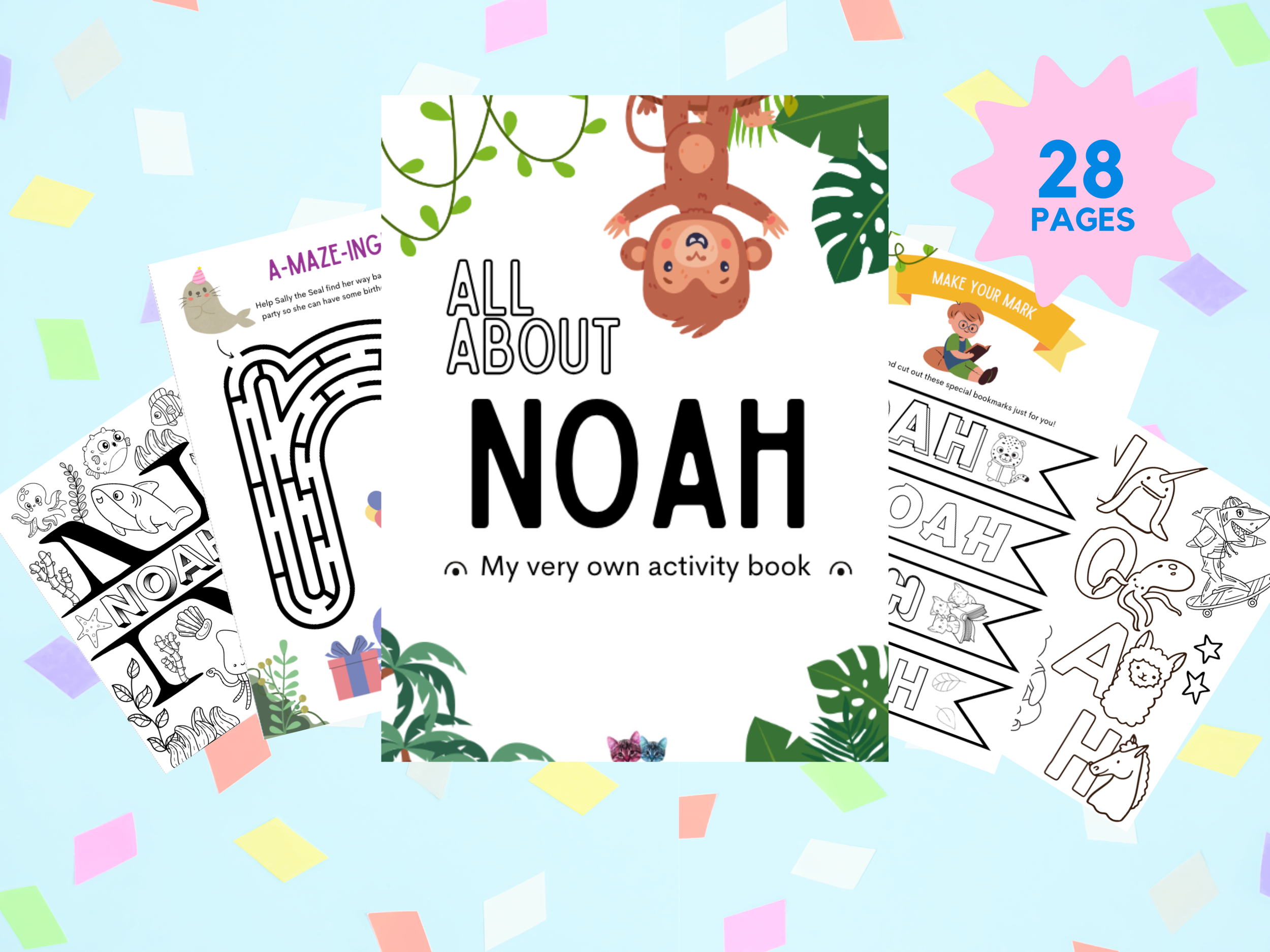 customised activity book for child named Noah