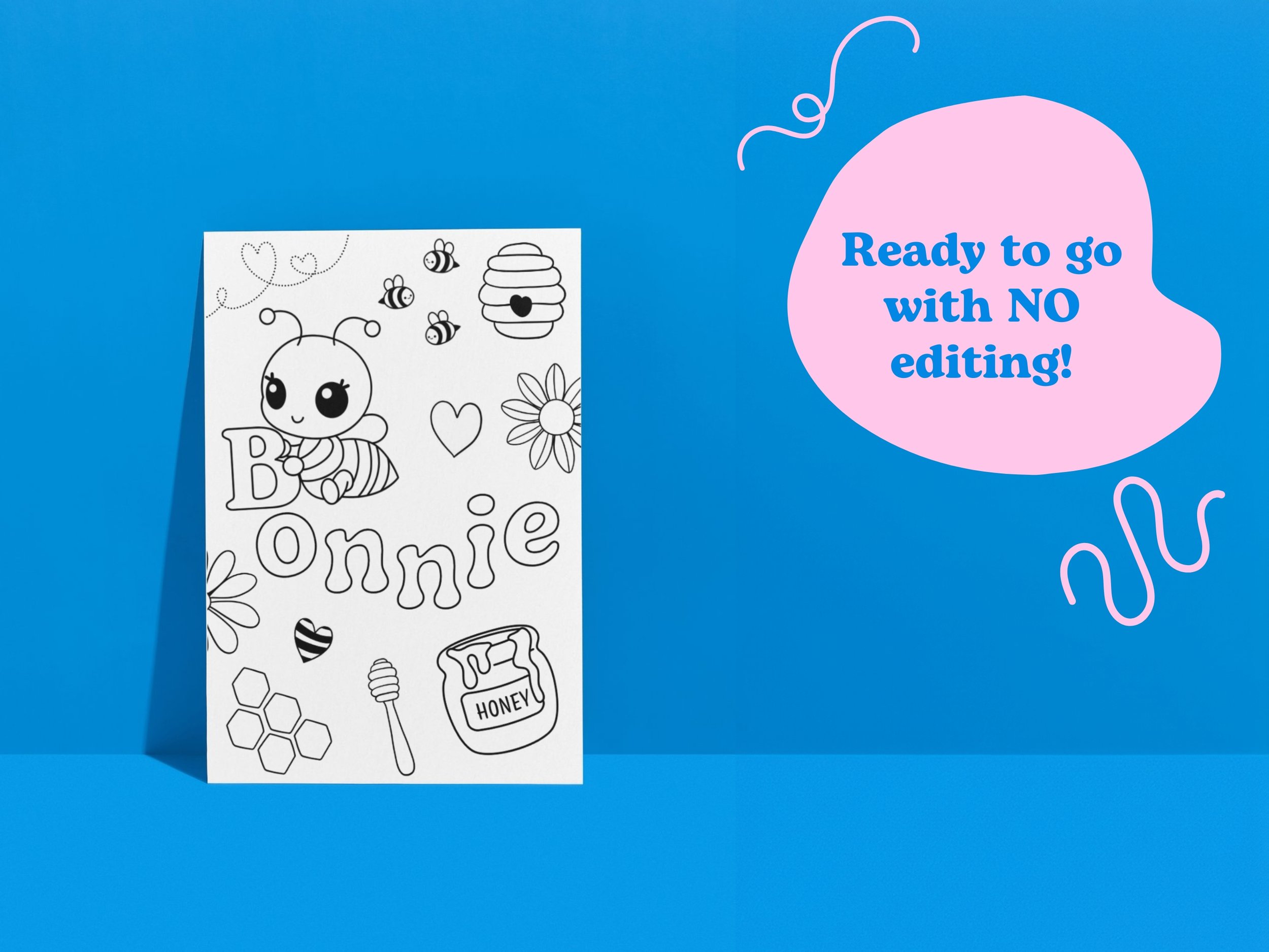 activity book for child named Bonnie with a bee
