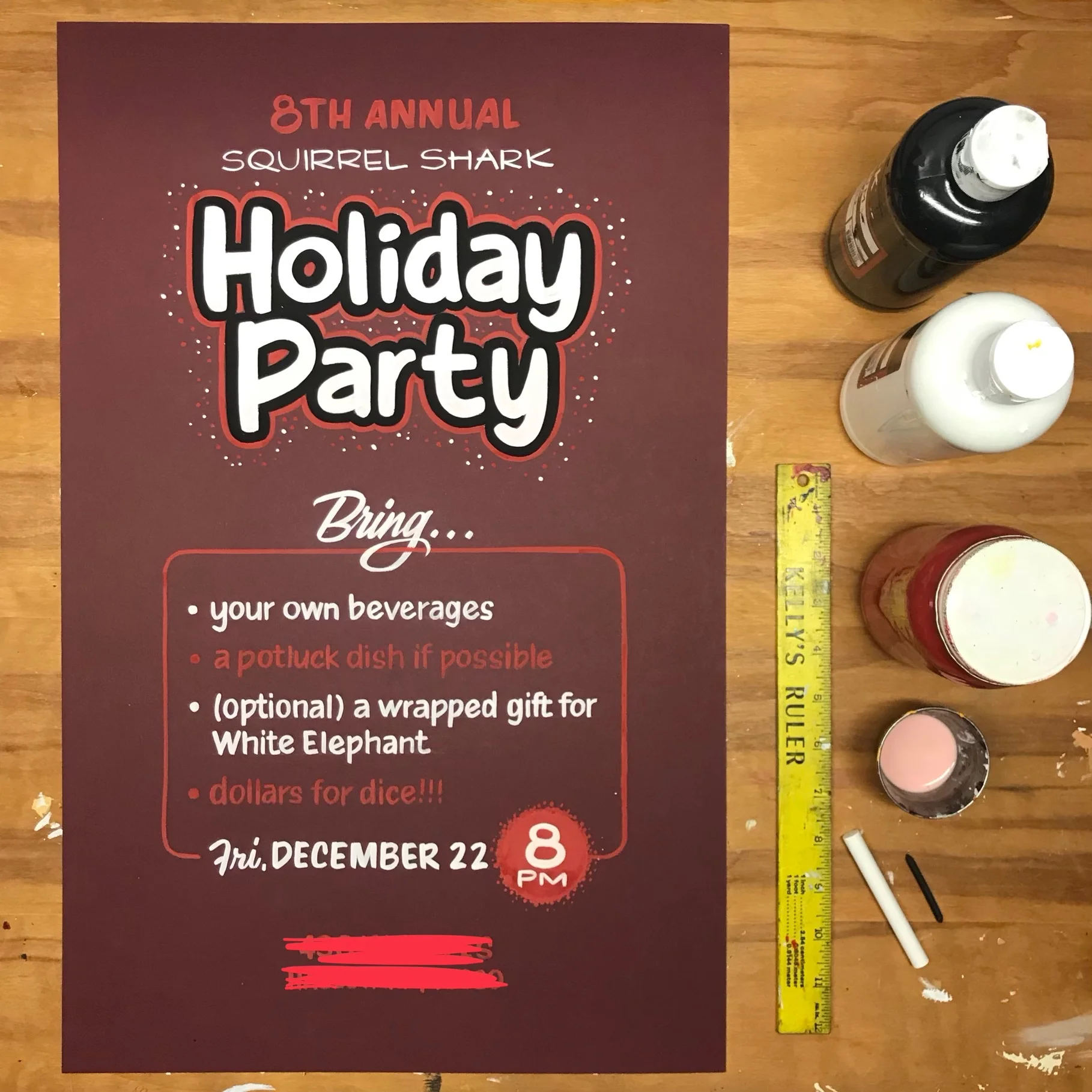 Holiday Party, tempera on showcard