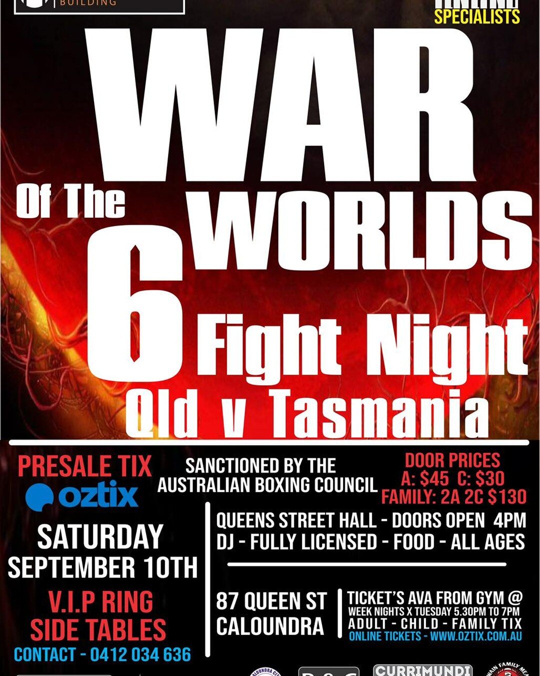 Upcoming Event Saturday September 10 doors open 5 pm interstate bouts Qld v Tasmania Qld v NSW 23 bouts VIP Tables full Bar and Food All Enquiries 0412034636 #liveboxingmatch#boxing#live #event #sunshinecoast #caloundra #fights #queensland