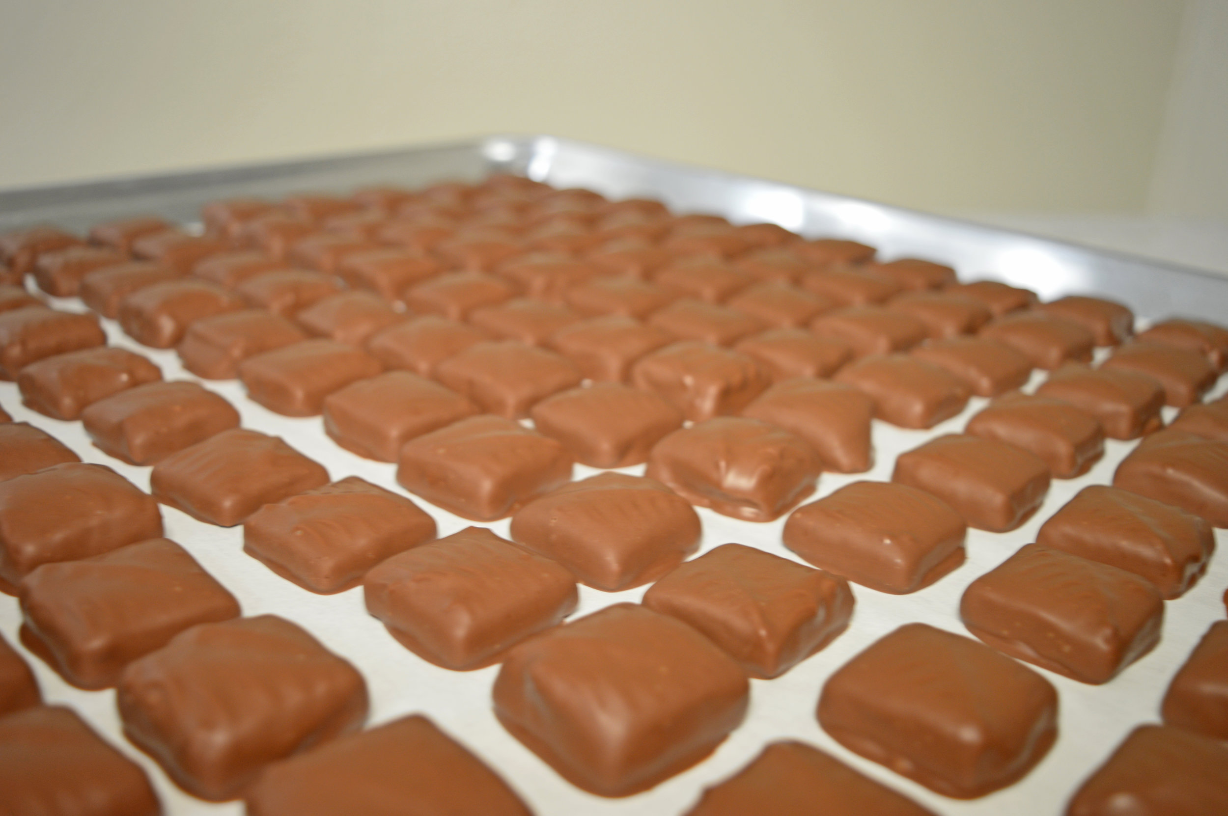 Tray of milk chocolate Belle toffee