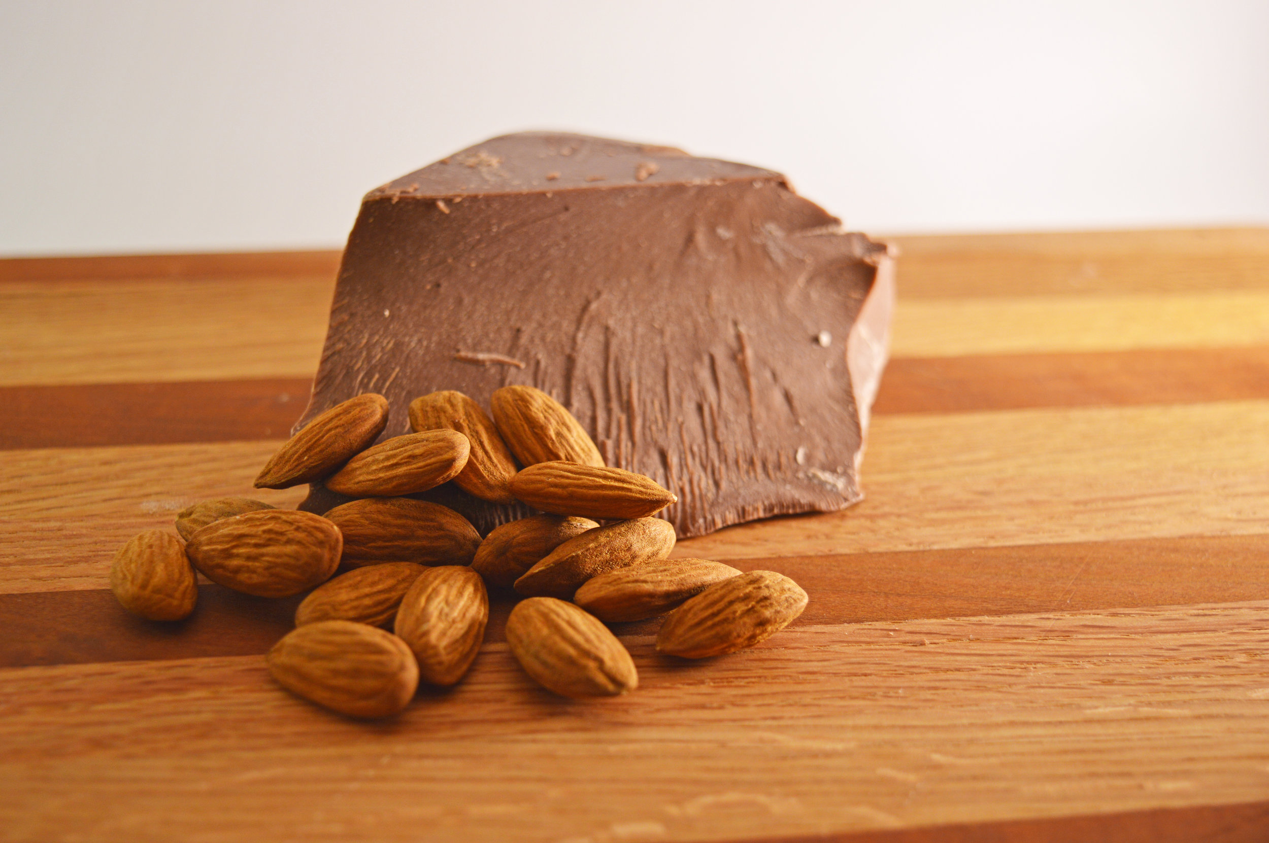 Almonds and a chunk of chocolate 