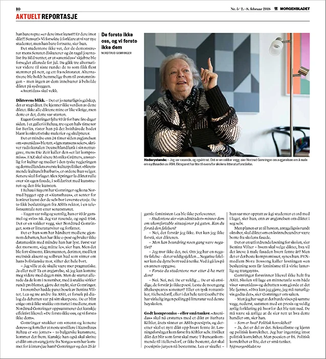 Tearsheets of the Morgenbladet Issue 5, 2-8.February 2018