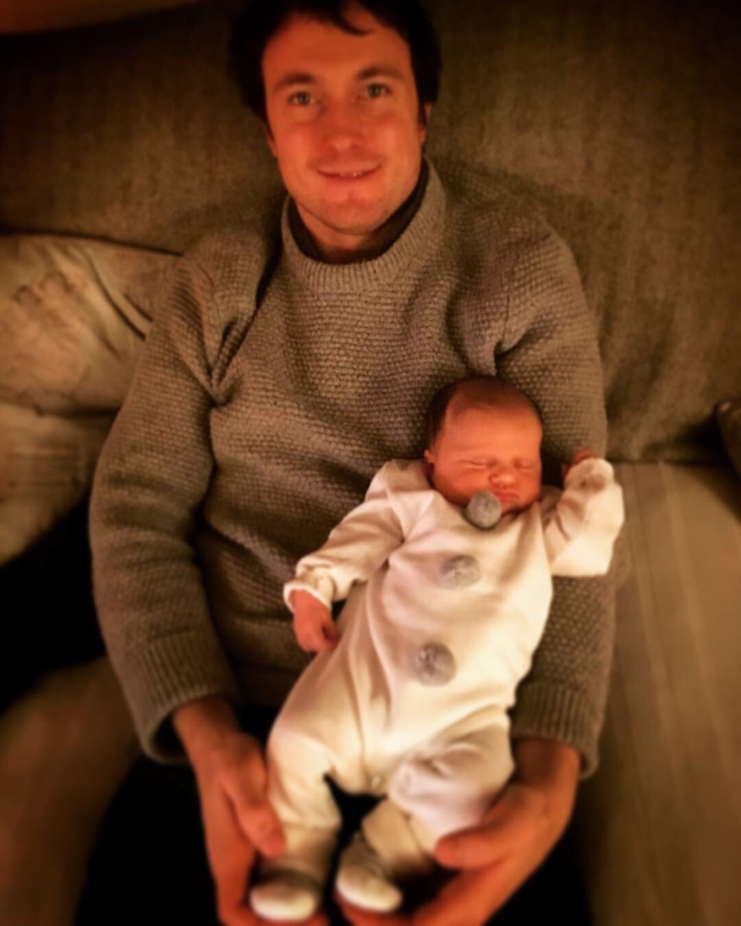 Son in law with his beautiful new daughter, Clemmie #newborn #clemmie #christmastime #vaughansbnb  #shere #surreyhills #sherebnb #airbnb #countryside #countrywalks🌿