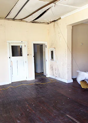 All the ceilings and large parts of the floor had to be replaced