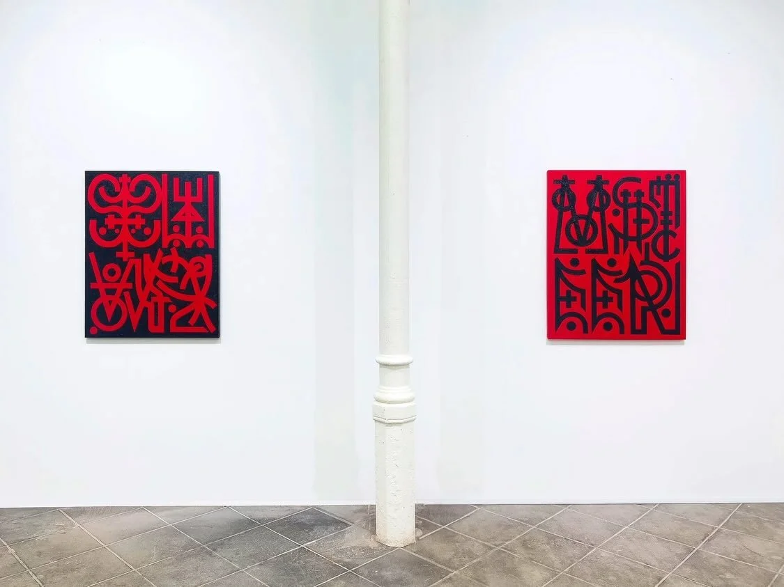 Dimitris Ntokos &mdash; Suspended Forms
Slave &amp; Master, 2021
Oil and Acrylic on Canvas,
100 x 80 cm

Dimitris Ntokos develops a distinctive visual language based on symbols and structured compositions, creating works that invite a contemplative a