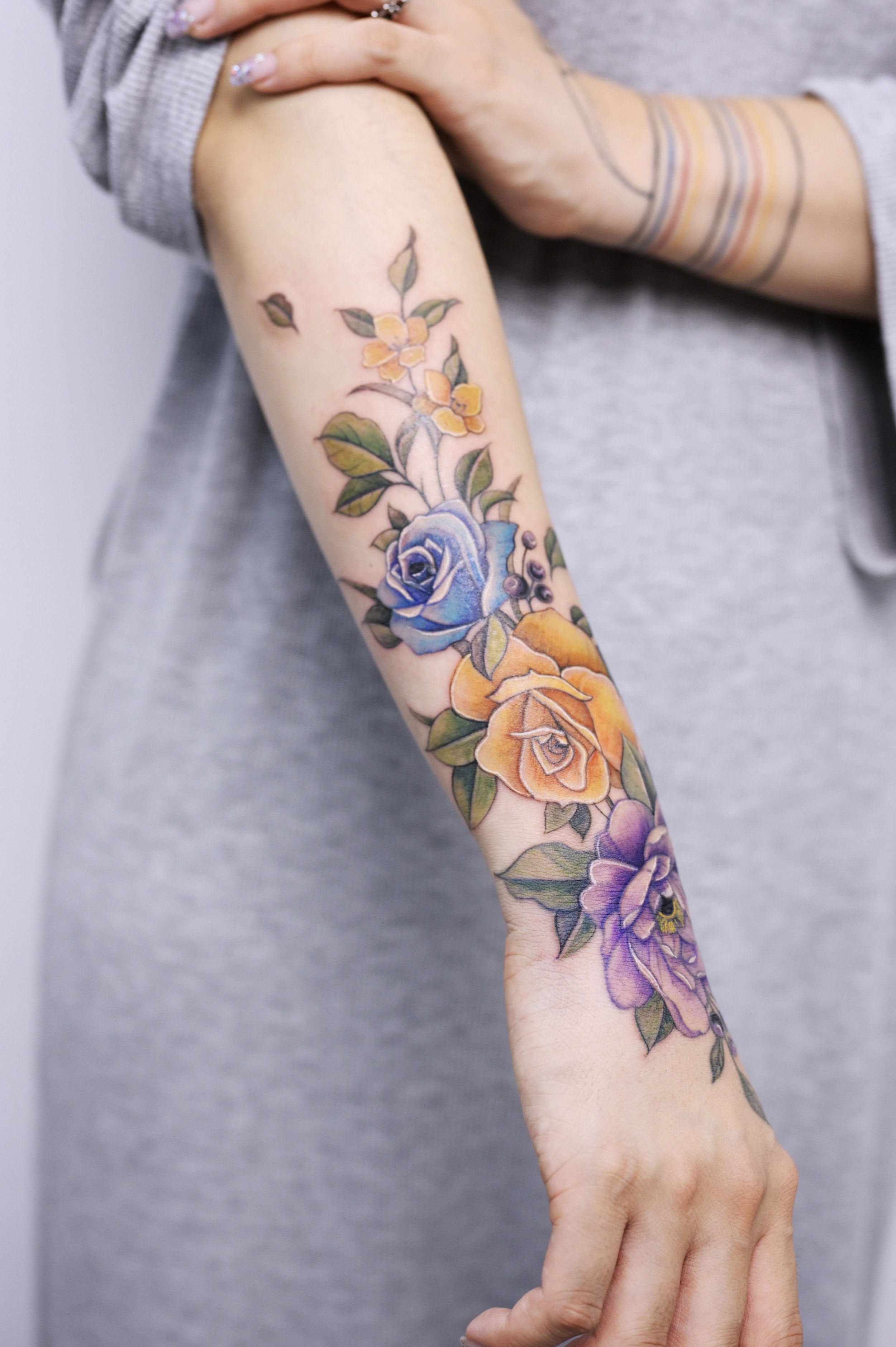 realistic color tattoo of flowers by Remistattoo on DeviantArt