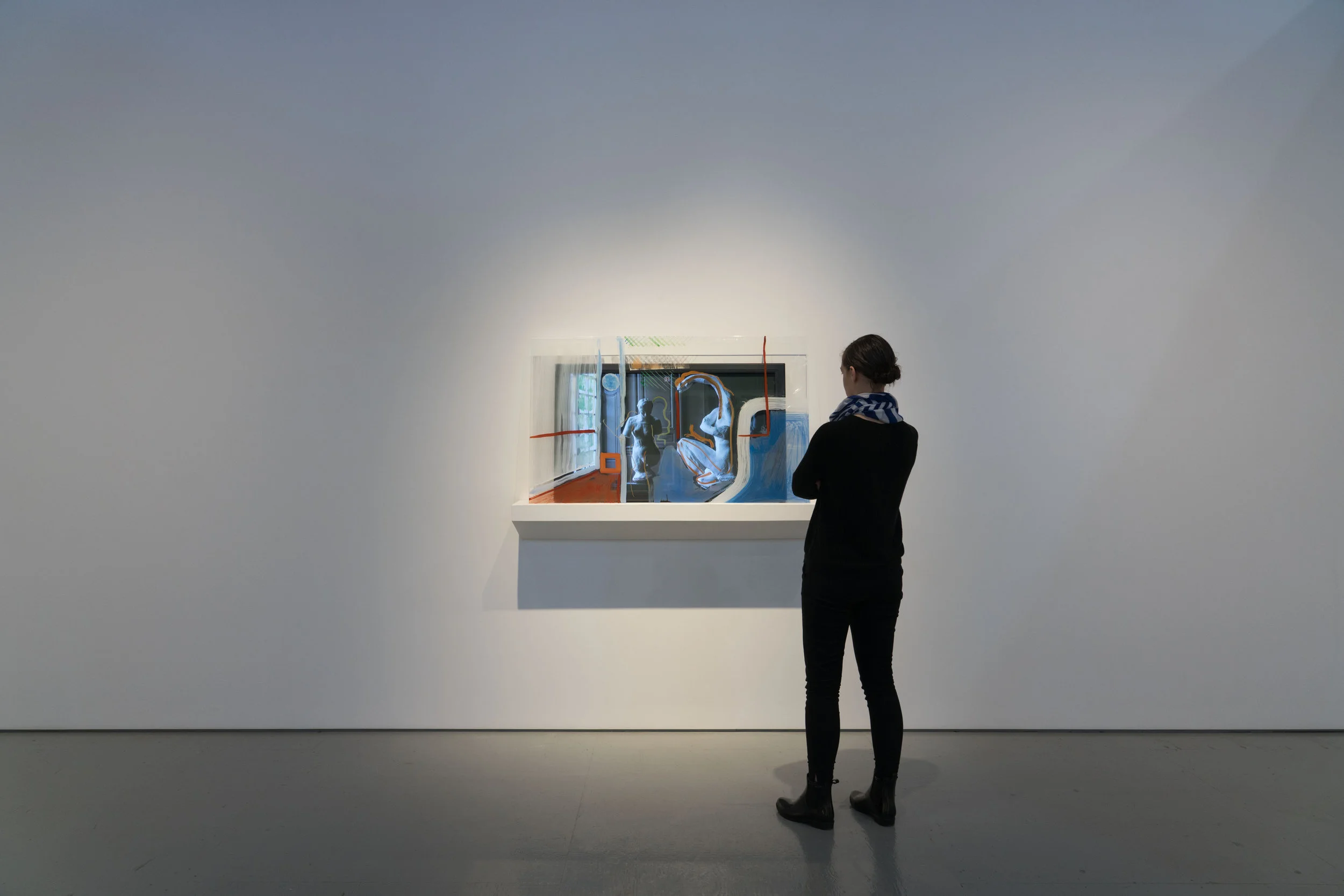 Rodin Reworked 1 2018, 4k video, 6 min 12s. 42” screen with 32” x 45” hand-painted glass panel