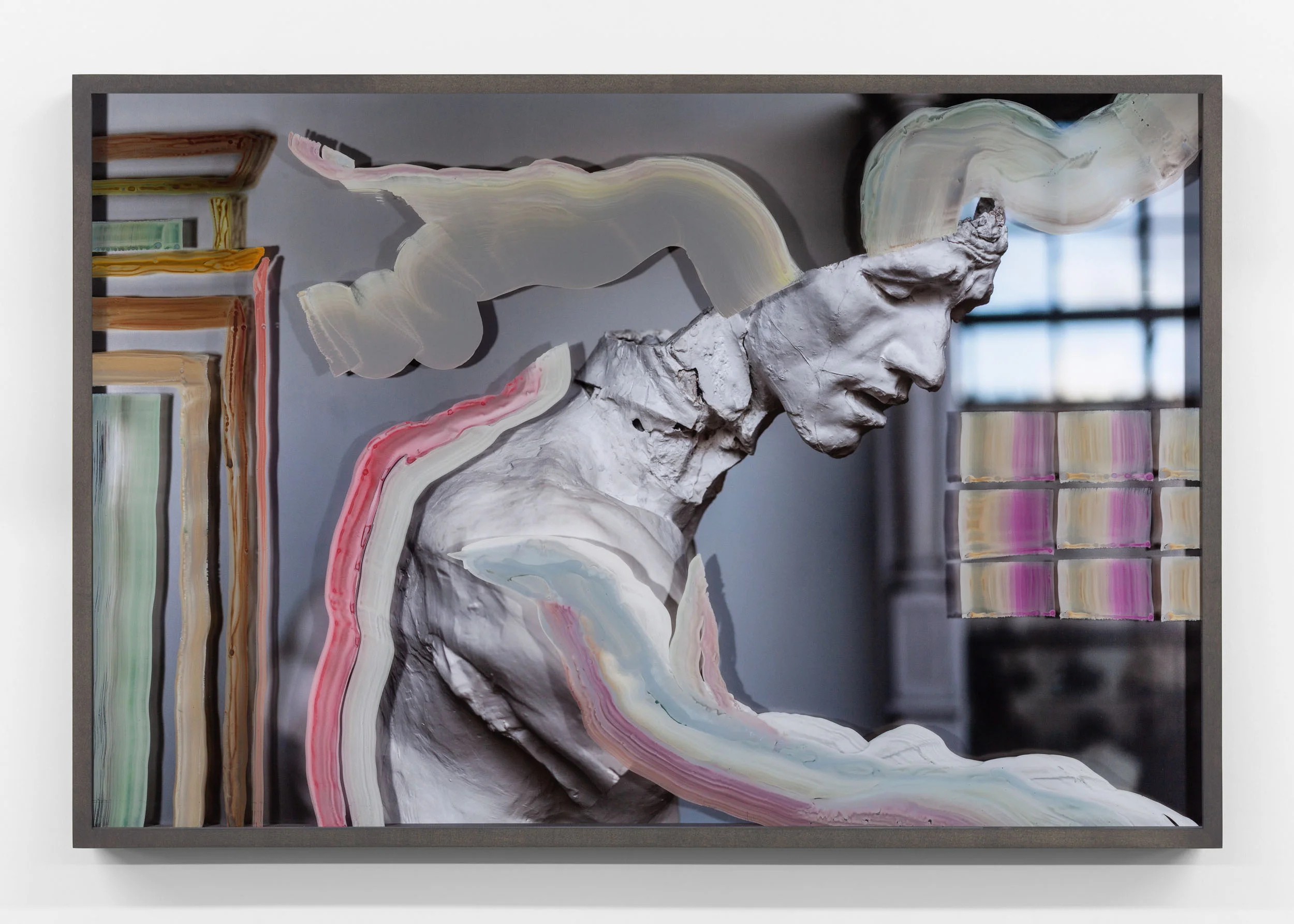Untitled (Pierre de Wissant plaster expanded) 2019, hand-painted museum acrylic over archival pigment print 61 x 91.5 cm / 24 x 36 in. Unique work