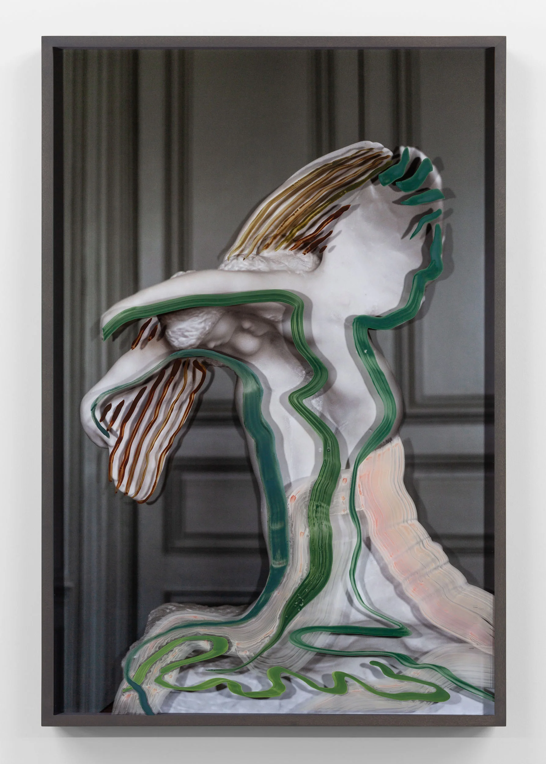 Untitled (The Benedictions with green strokes) 2019, hand-painted museum acrylic over archival pigment print 91.5 x 61 cm / 36 x 24 in. Unique work