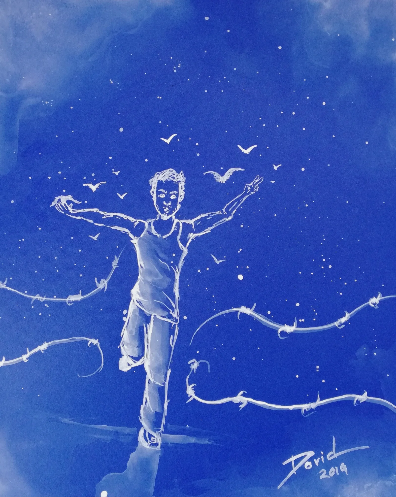 David, 13, from Romania has entered the competition early with this piece in response to conflict
