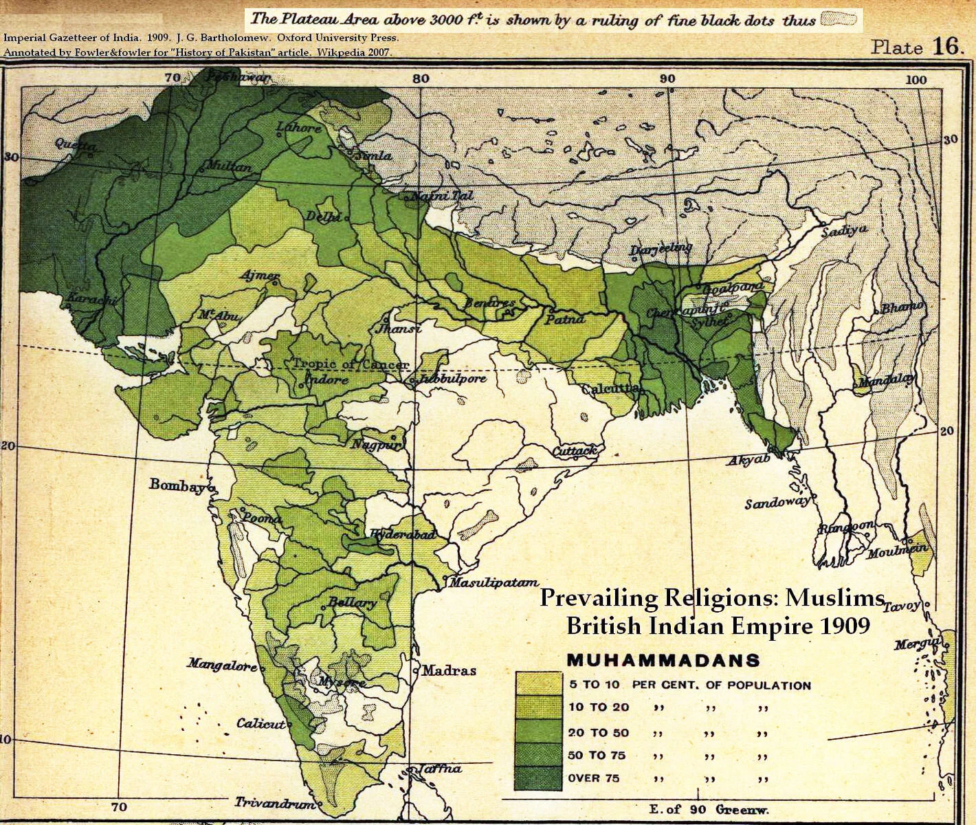 Map "Prevailing Religions of the British Indian Empire, 1909: Muslims"