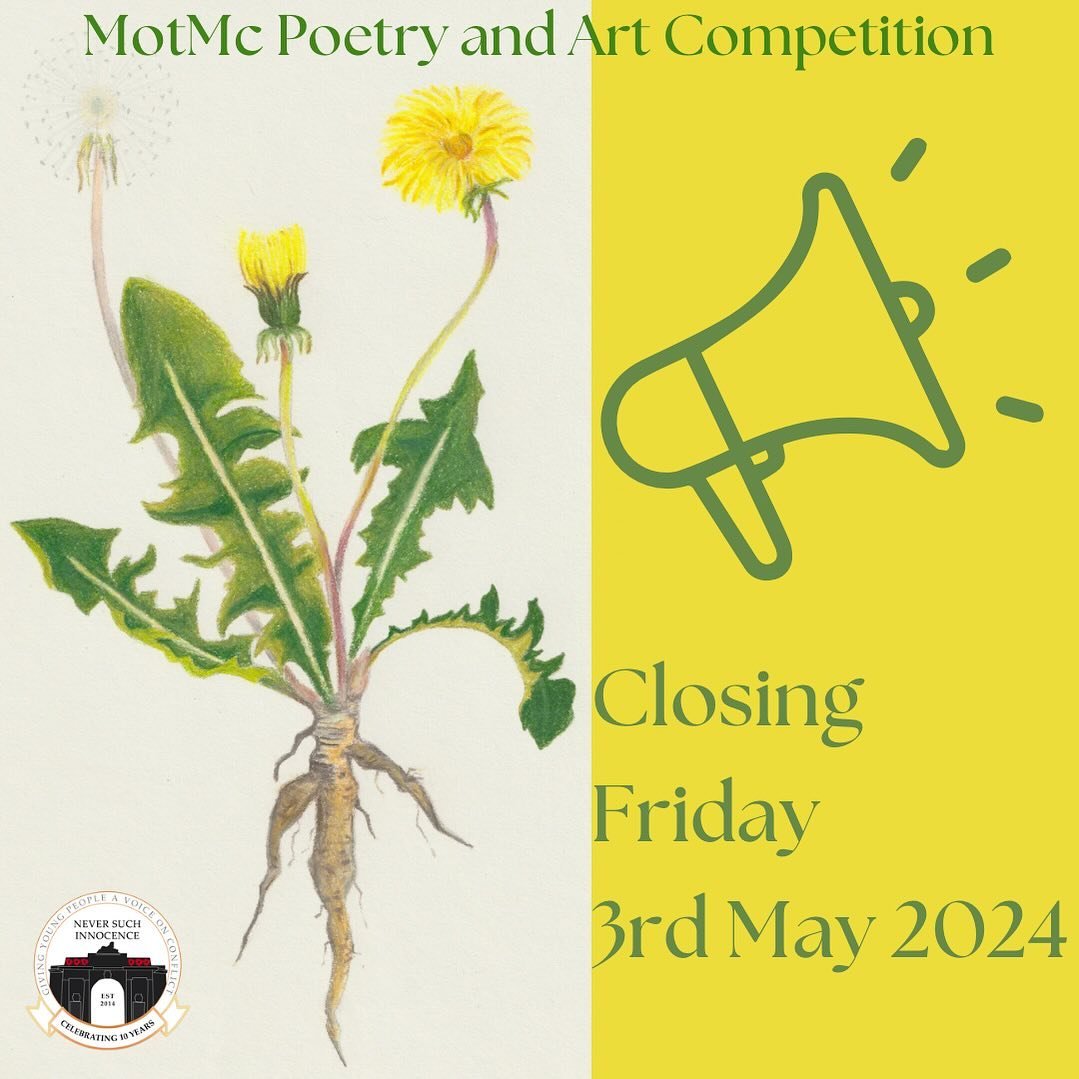 Last chance to get those pieces of poetry and artwork into our Life as a Dandelion competition!

We have some great prizes, generously donated by @armedforceseducation 

Winning work will be showcased at the @ministryofdefence and featured in a speci
