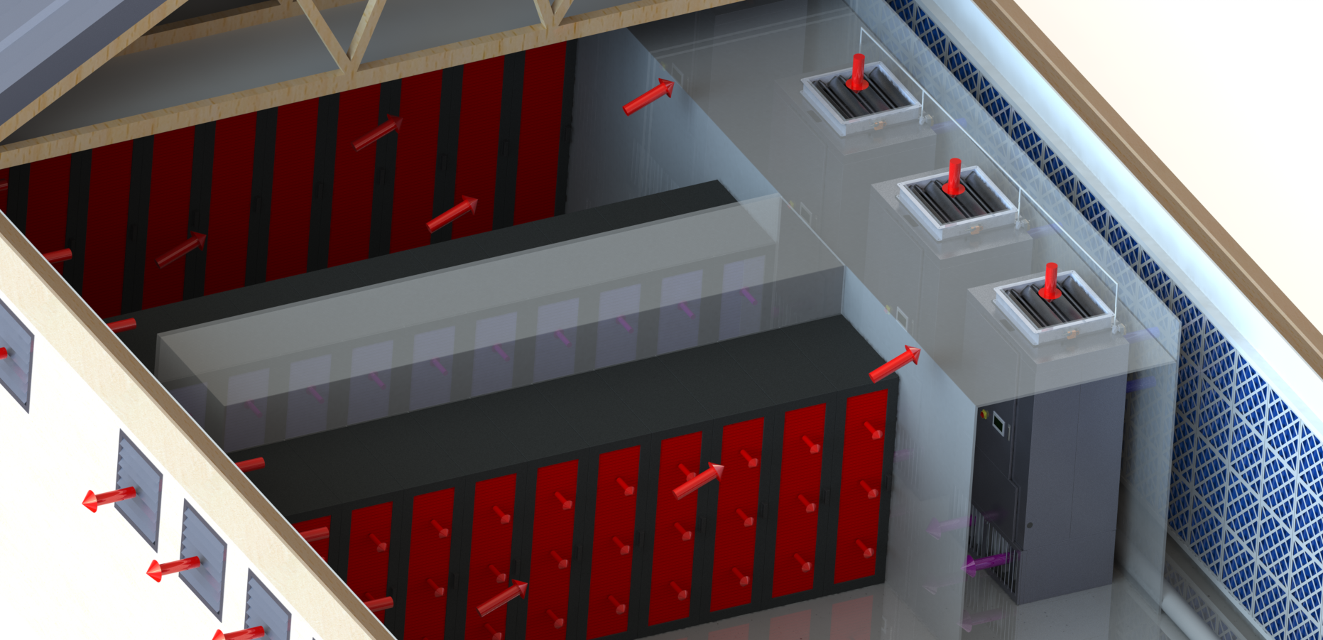 Example layout out ECT 10800 CloudCoolers - Colocation facility with filter wall