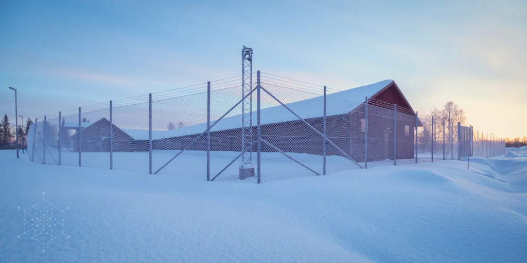 Outside Hydro 66 data centre in winter. cooled by CloudCooler