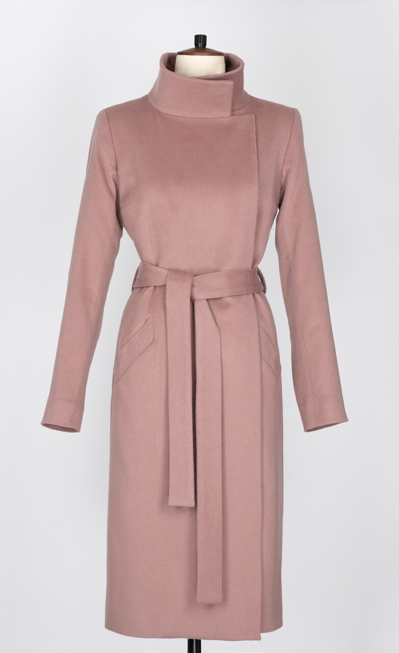 Cashmere upturn collar coat