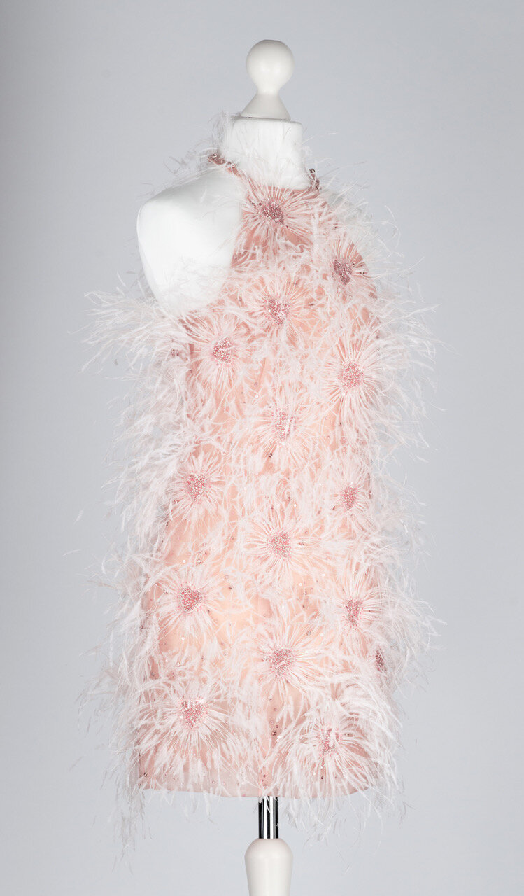 Pink heart and feather dress