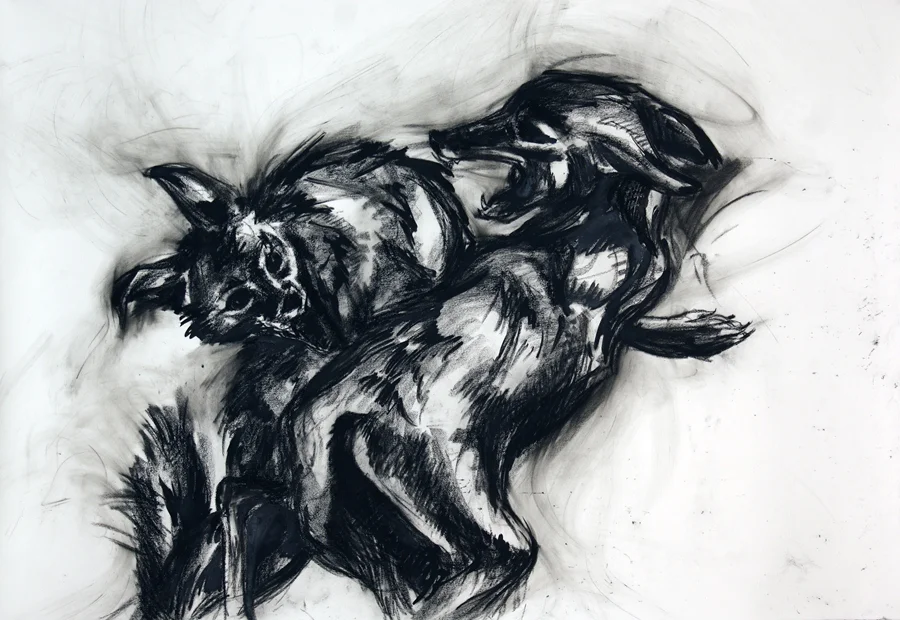 Chaos and conflict: Jackals. 54" x 68"