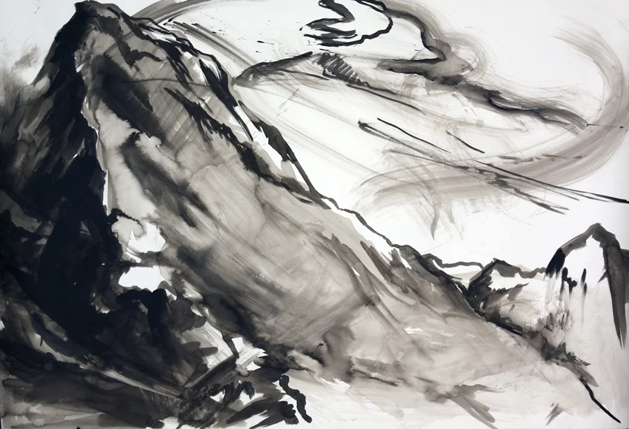 Mountain meditation #7. Ink wash. 44" x 55"