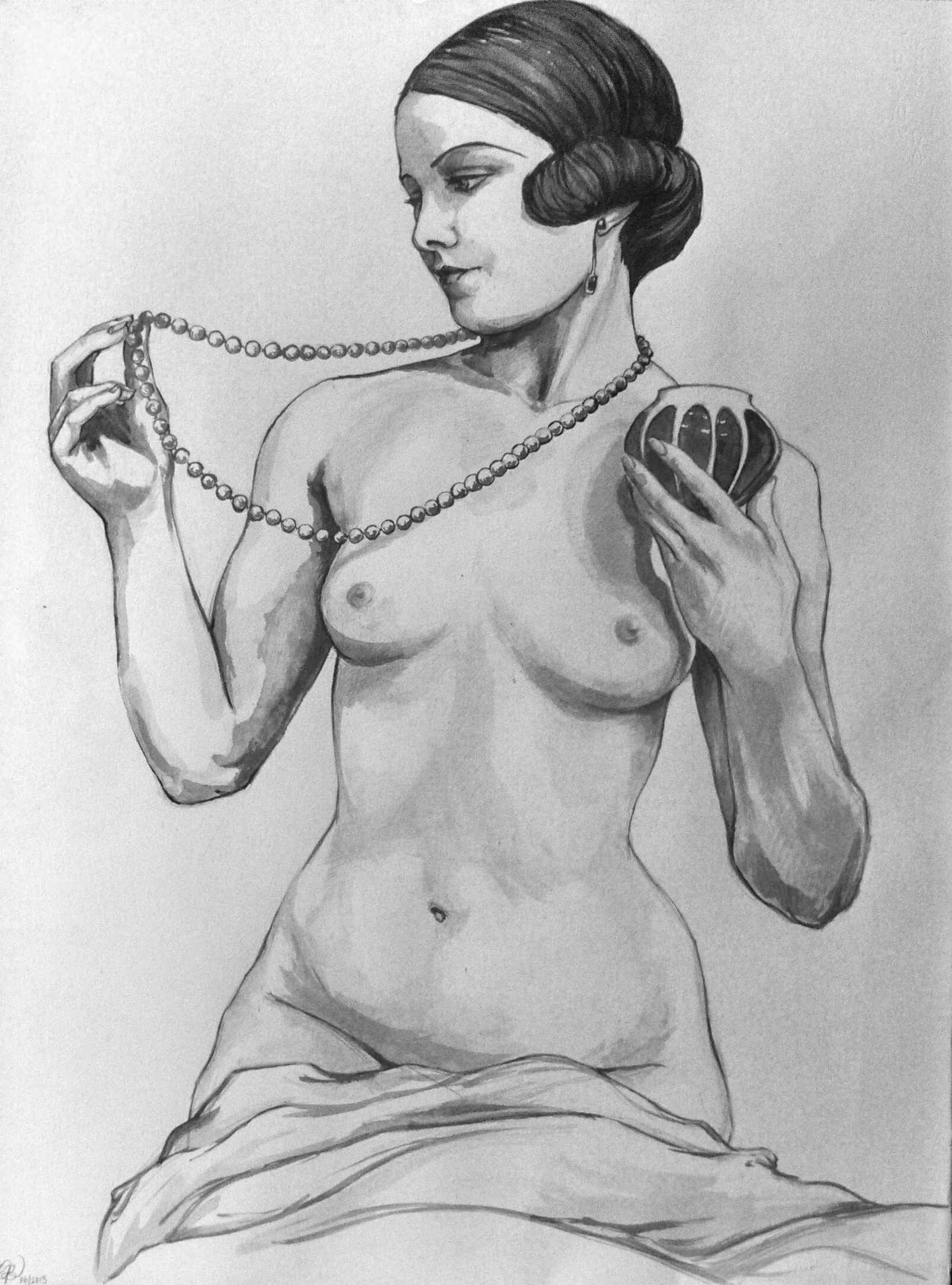 Two-part commission for Helen Fishbein. Ink wash. 19" x 24"