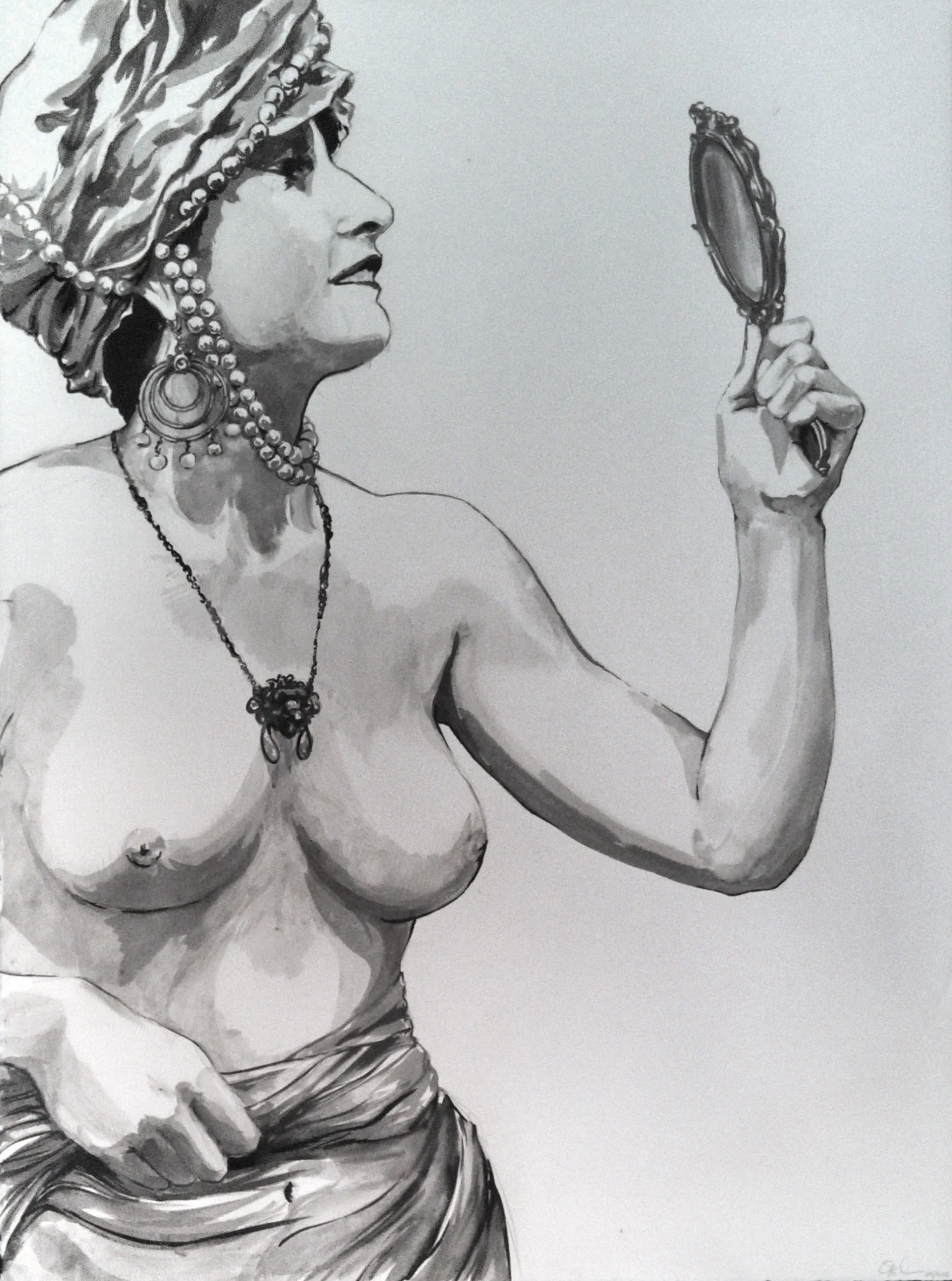 Two-part commission for Helen Fishbein. Ink wash. 19" x 24"