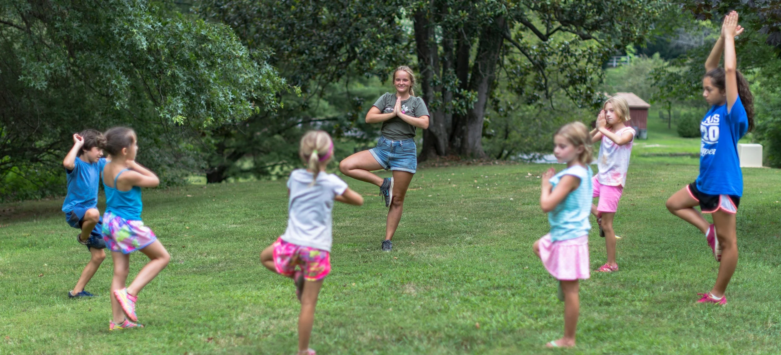 Livi leads a yoga session