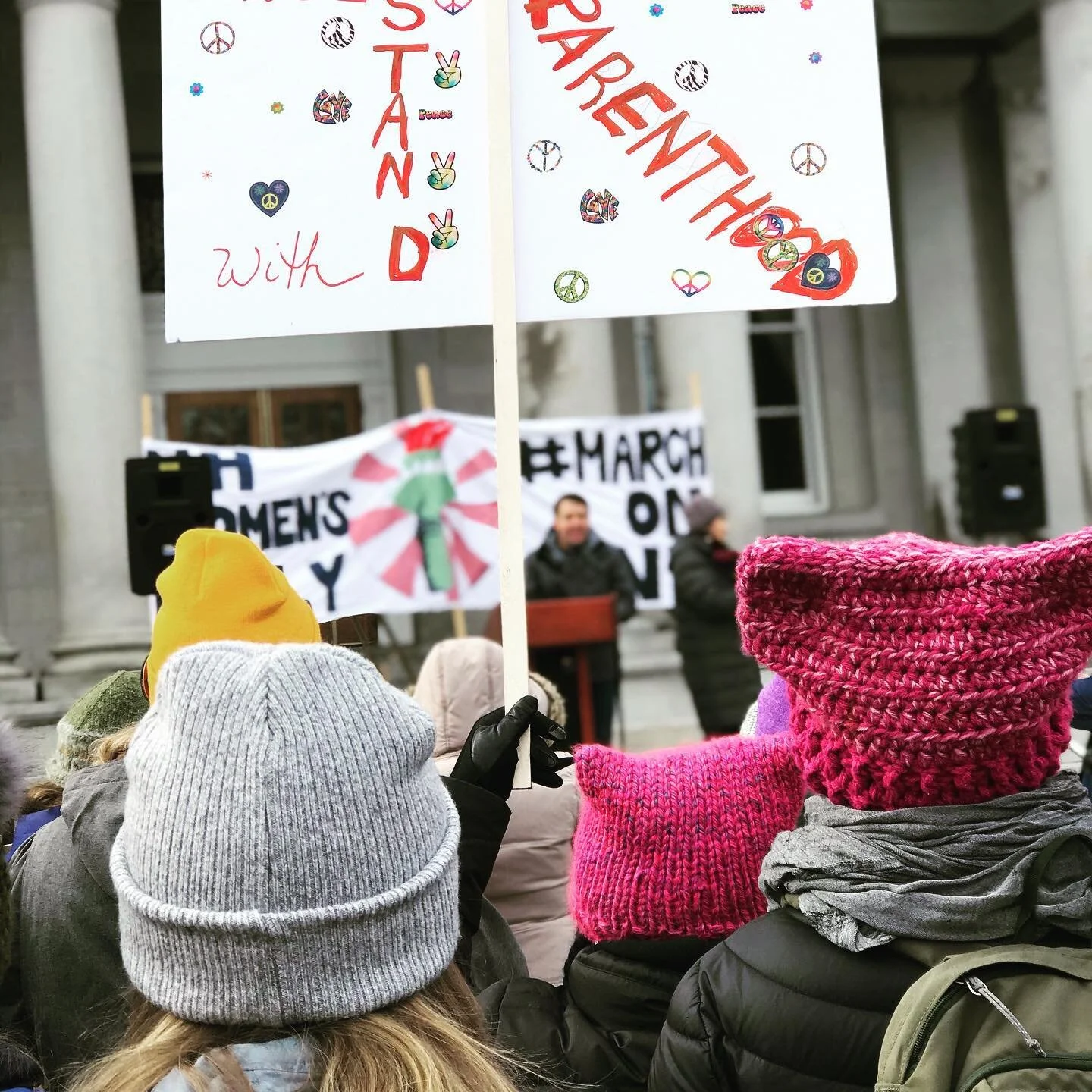 The women, men, and kids I met at the NH State House today are taking democracy into their own hands and are an inspiration. Great to join them for today&rsquo;s #womensmarch #marchonthepolls #nhwomensrally