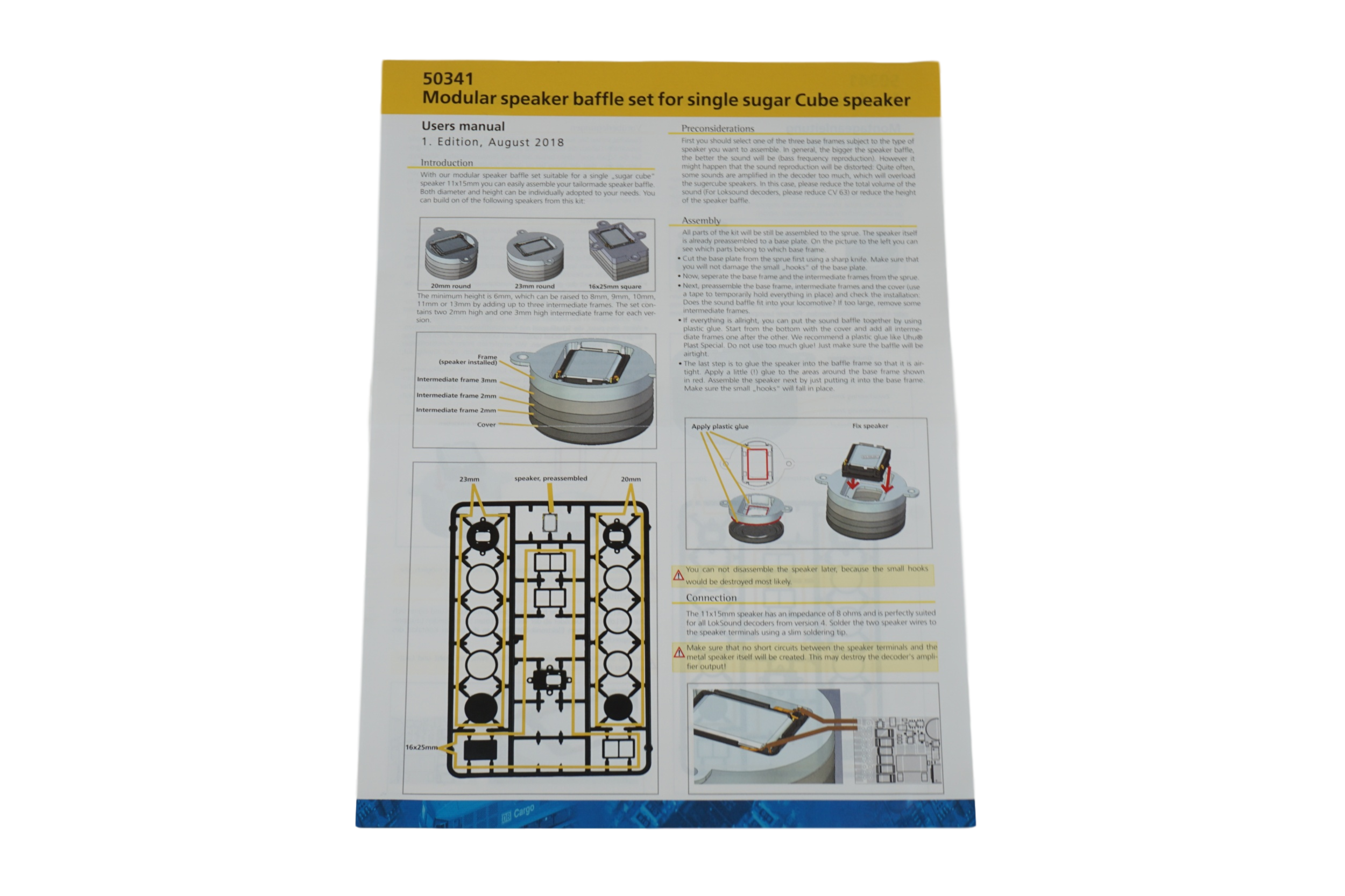 ESU New 2019 50341 Modular Soundbox Kit Speaker Baffle Set & Sugar Cube Speaker 