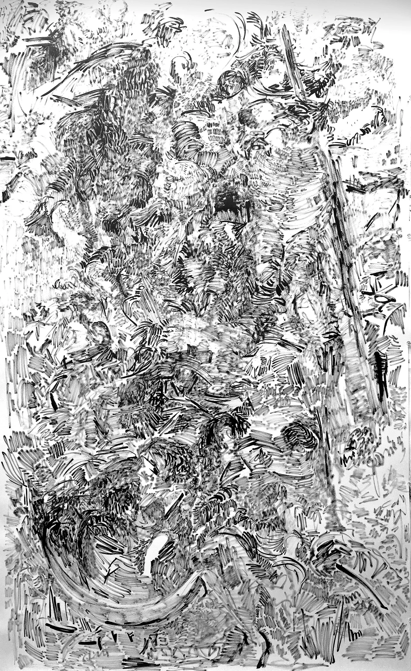 The Hidden Dimension and Other Observations No. 129, 2016; ink on paper; 60 x 30 in.