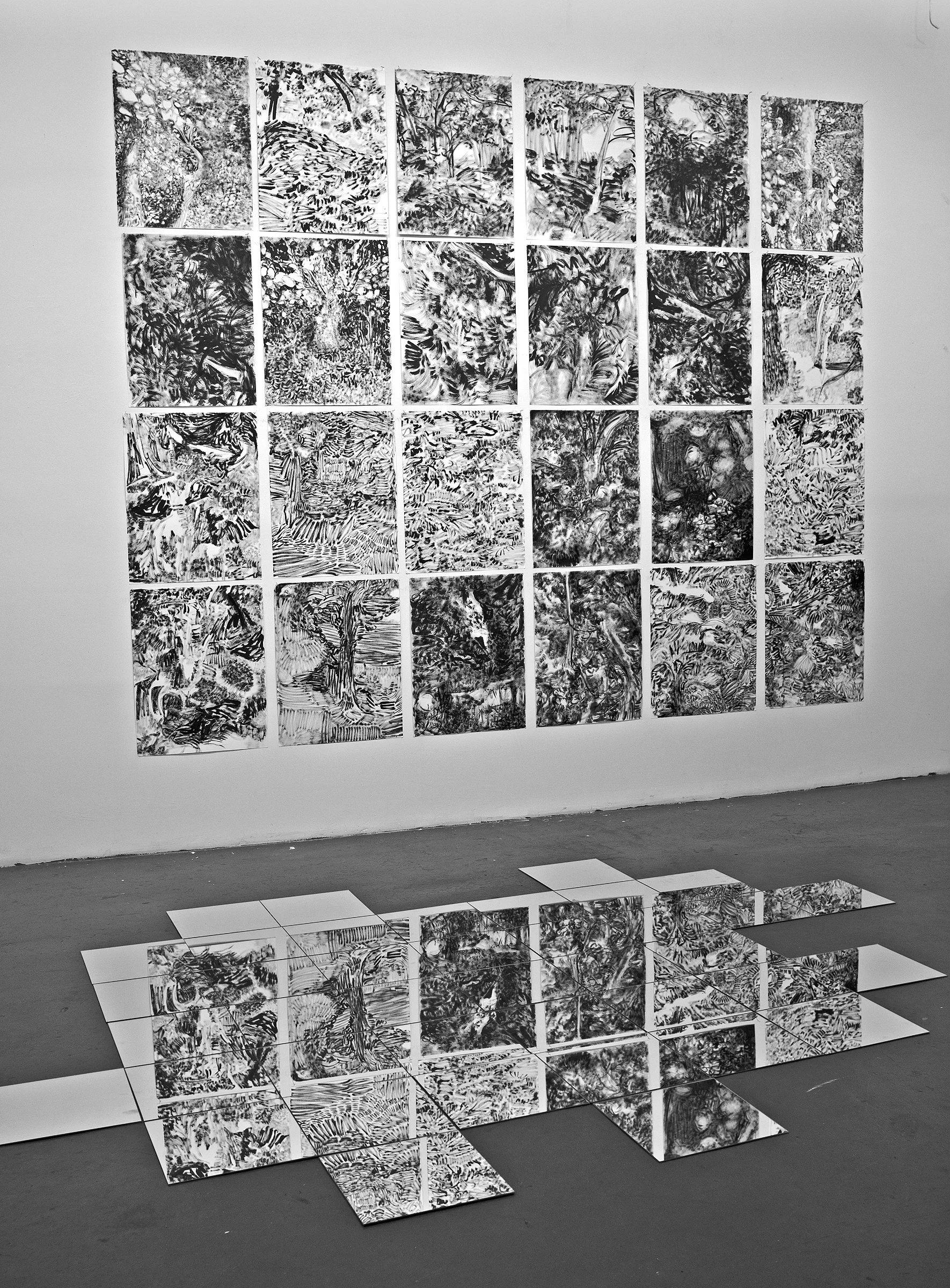 The Hidden Dimension and Other observations No.107, Ink on paper, 24 pieces of 24x18 inches