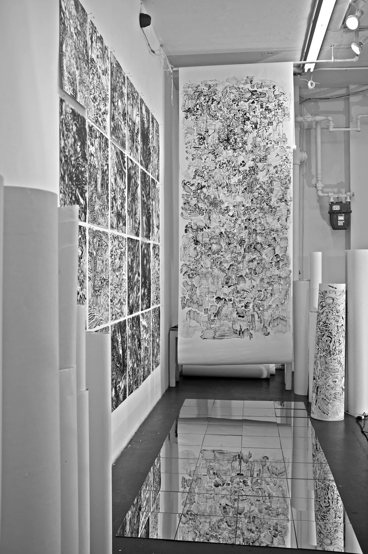 The Hidden Dimension and Other observations No.109, 2016, Ink on paper, 48"x115"