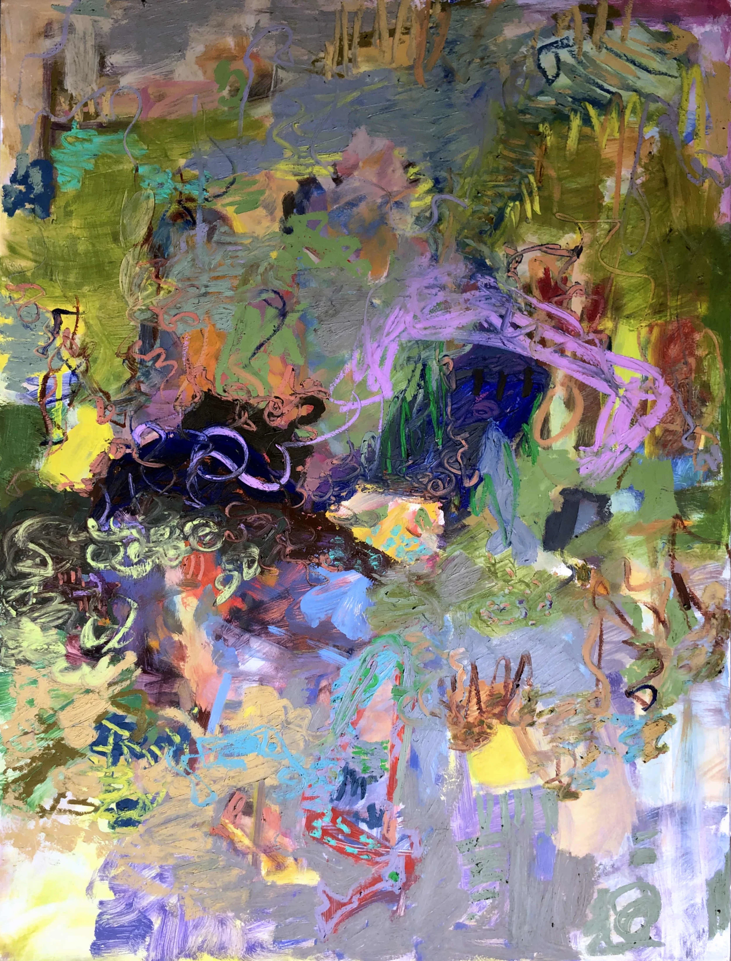 Bed-Stuy Boogie-woogie III; Oil pastel and Acrylic on wood; 18”x24”; 2019