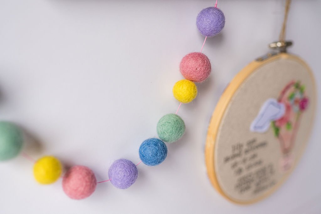 Felt Ball Bunting - Pastel Rainbow