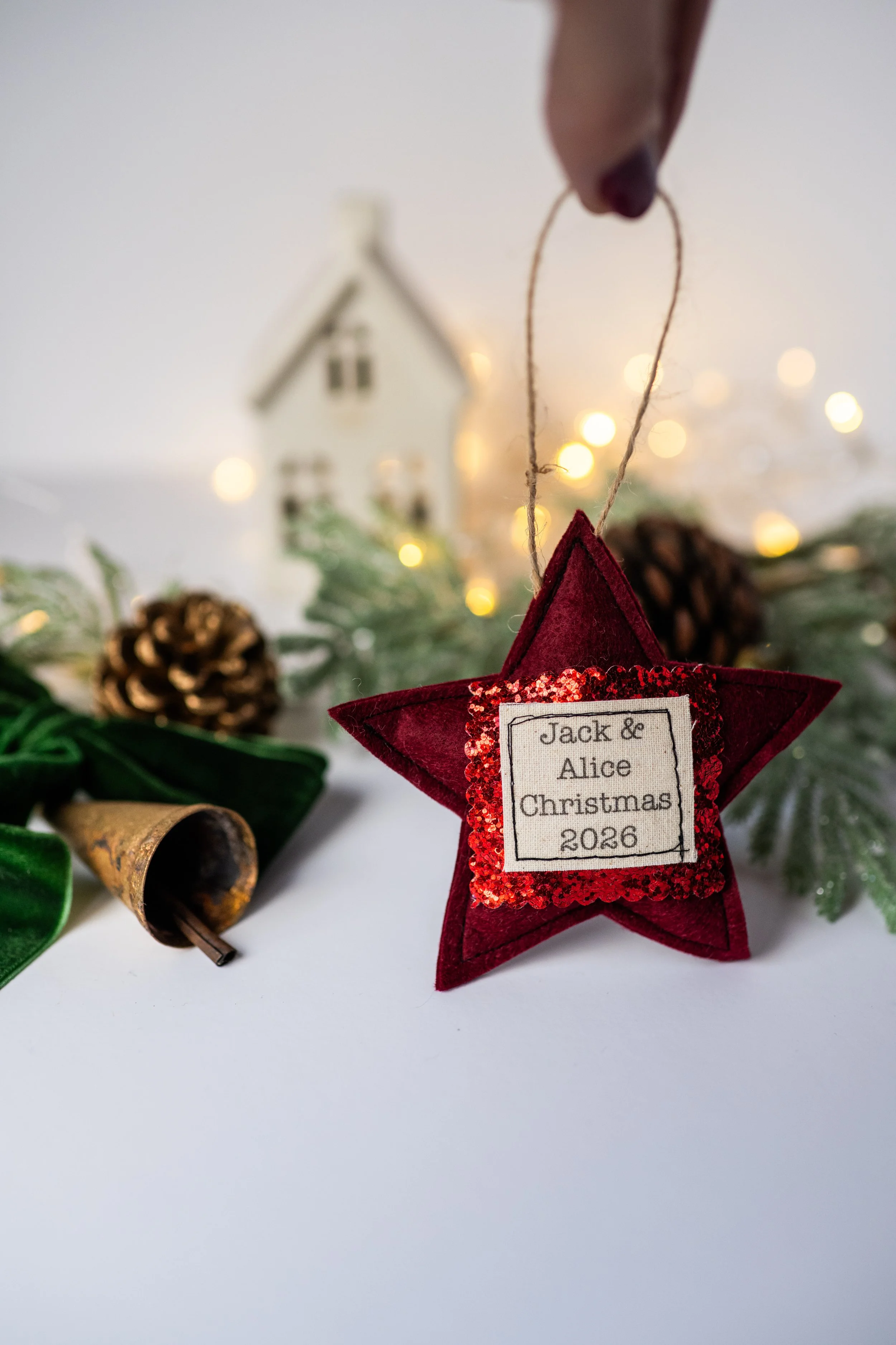 Personalised Couple Christmas 2026 Star Decoration