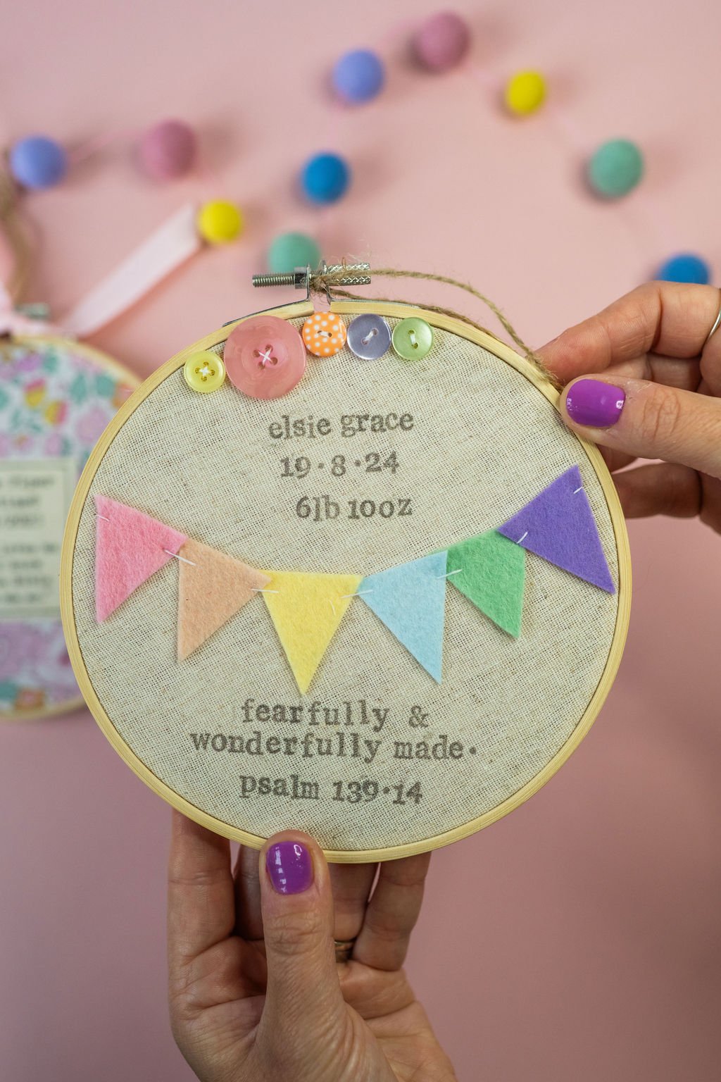 Bunting Hoop - Pastel Rainbow