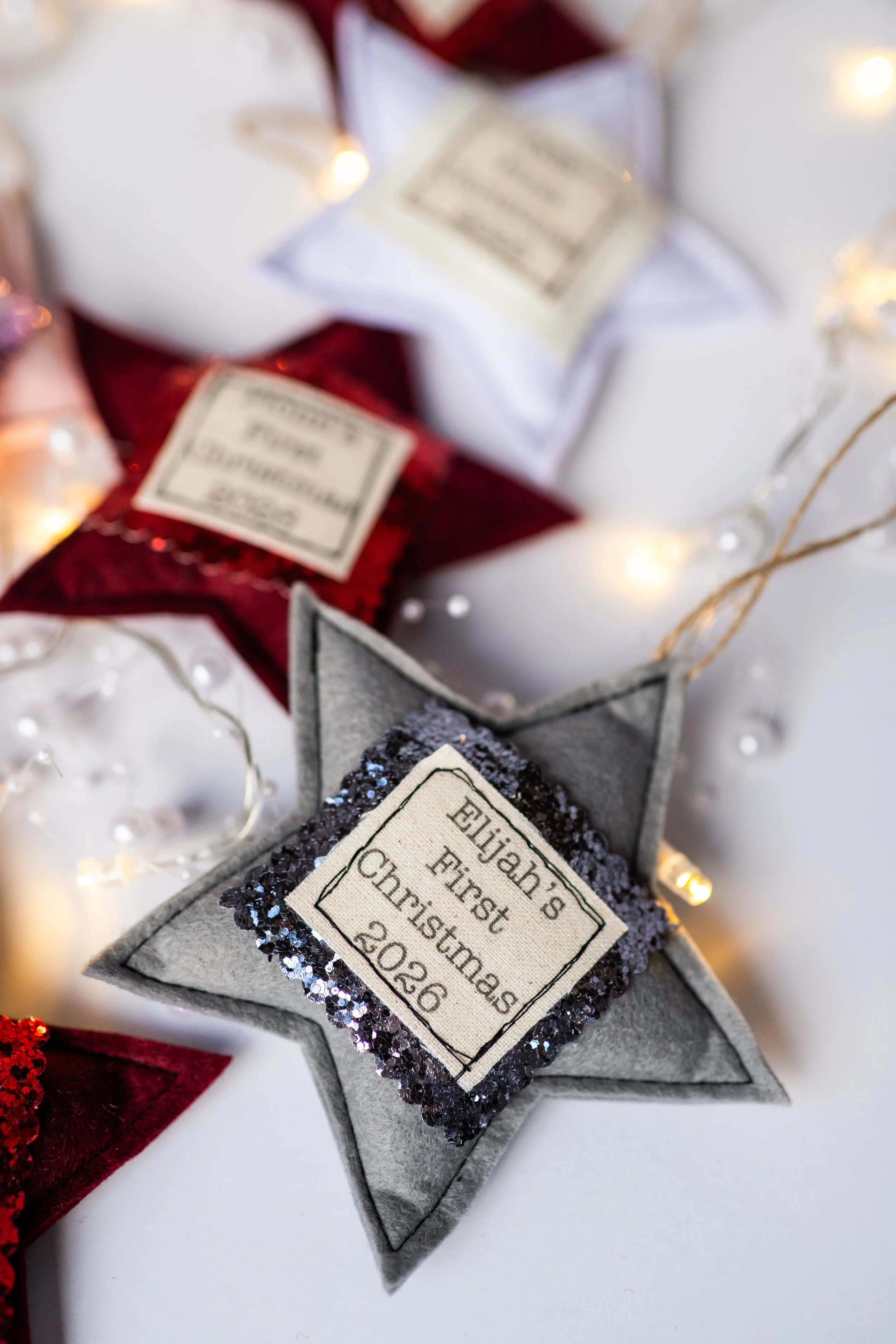 Sparkle Baby's First Christmas Star - Grey