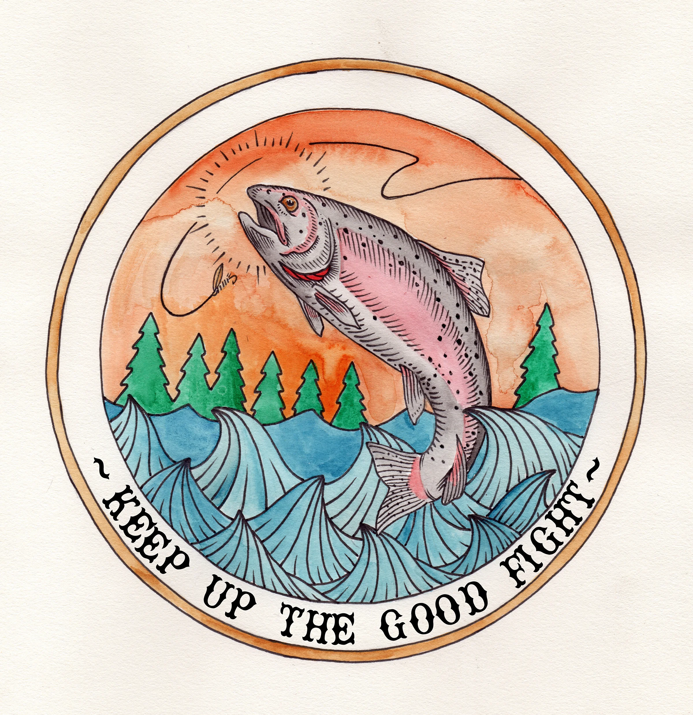 Keep Up The Good Fight : ink & watercolor on drawing paper