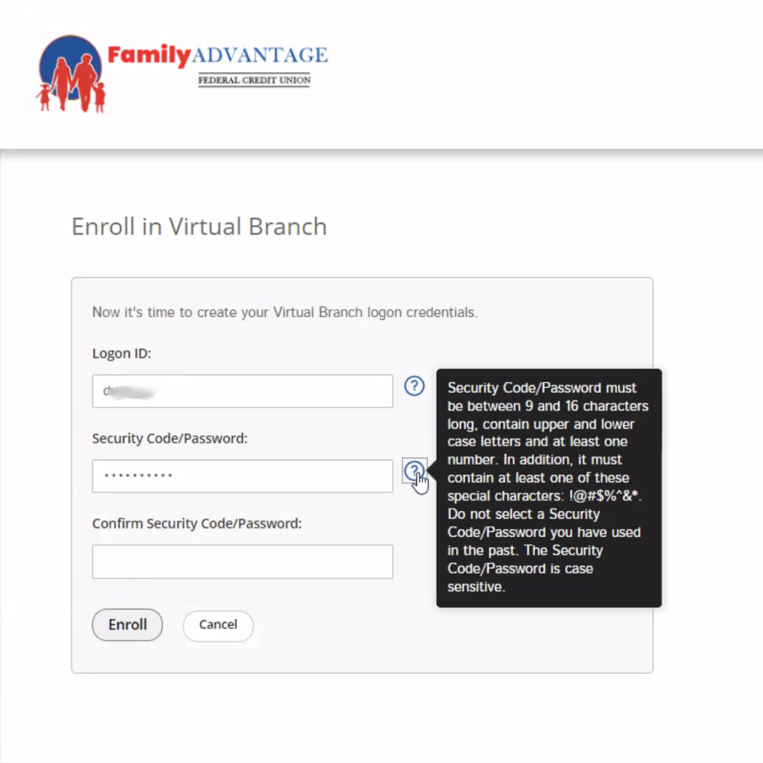 3. Create your new Virtual Branch password