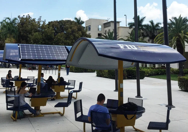 Evodia Solar Workstations in Miami, FL that withstood Category IV Hurricane winds (130-140mph) in 2017