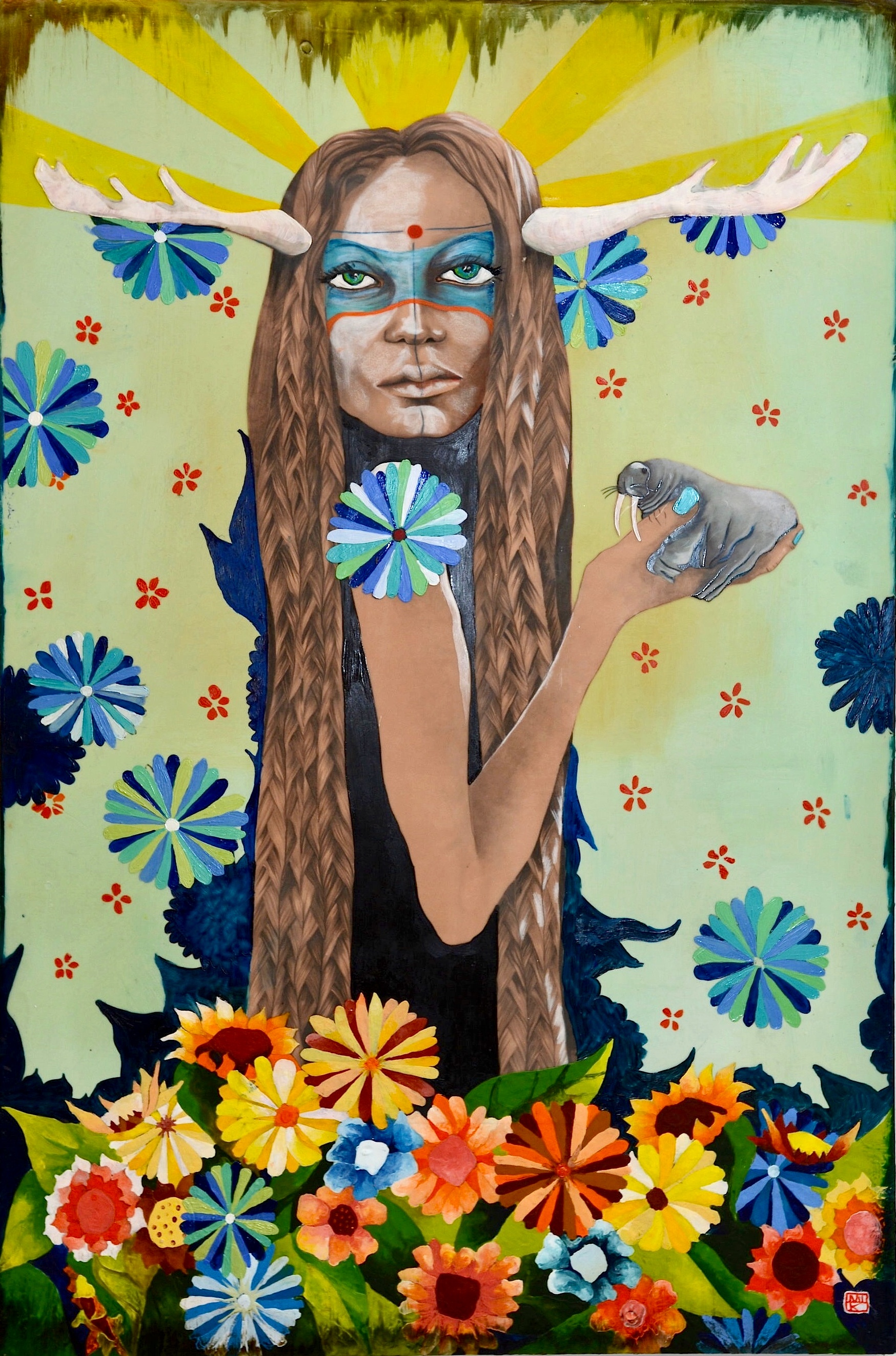 WARRIOR ONE encaustic mixed media $1500